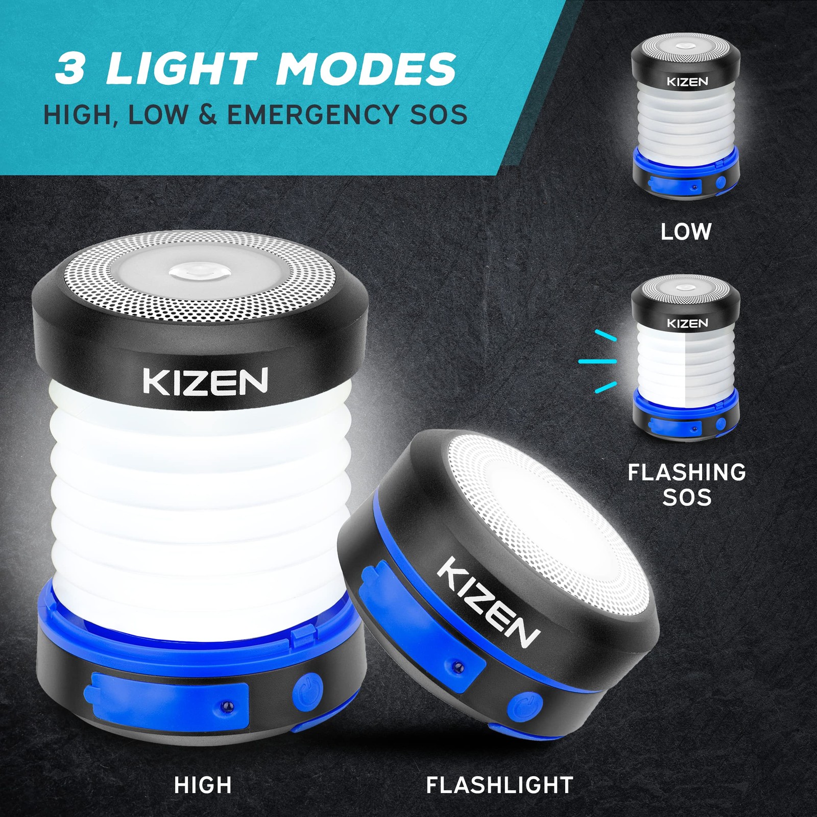 Outdoor Solar Lantern - Solar or Plug Rechargeable Lantern - Collapsible LED ...