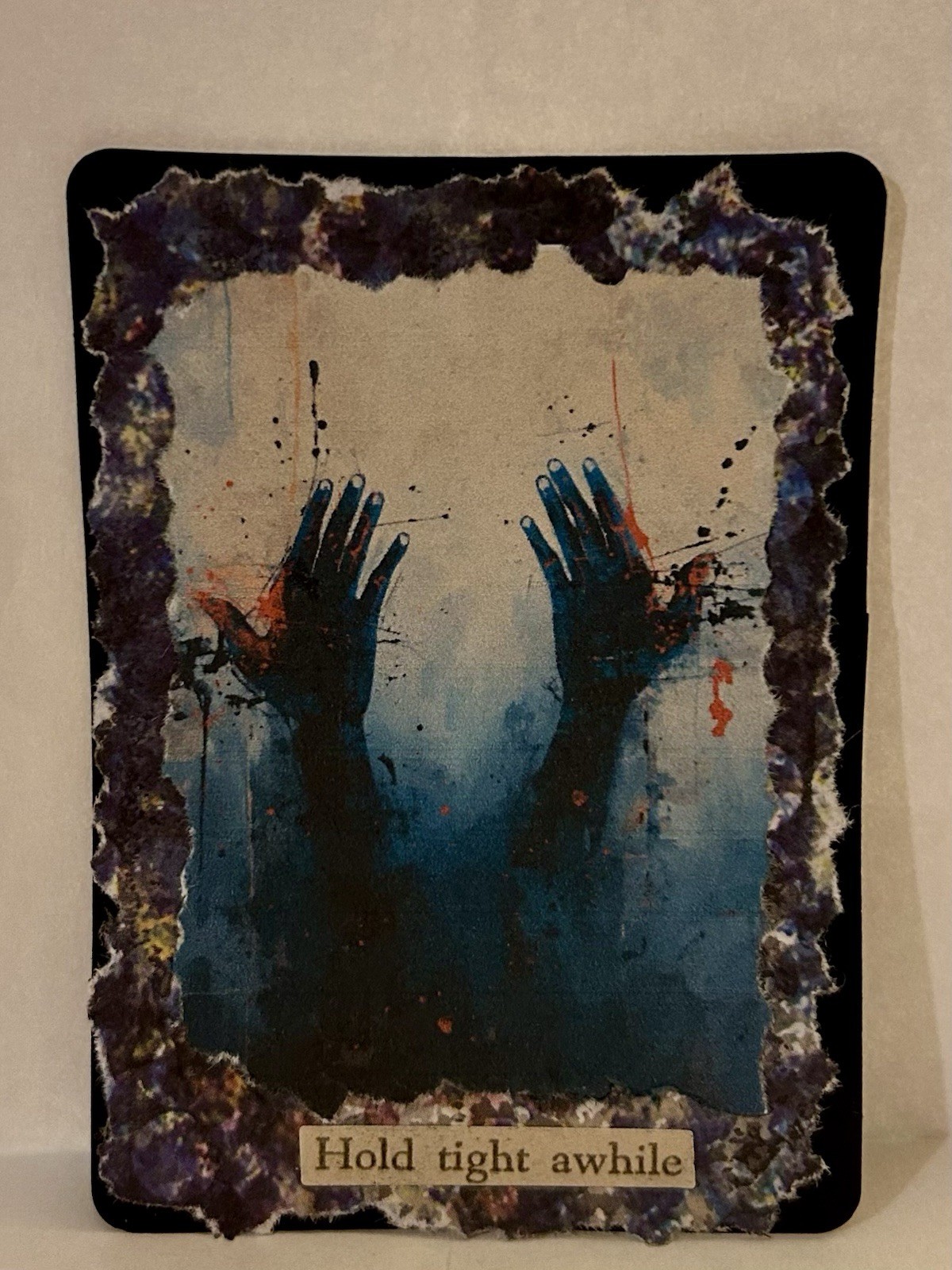 ACEO Art Card/hands-gothic-titled “Hold Tight A While “Collage