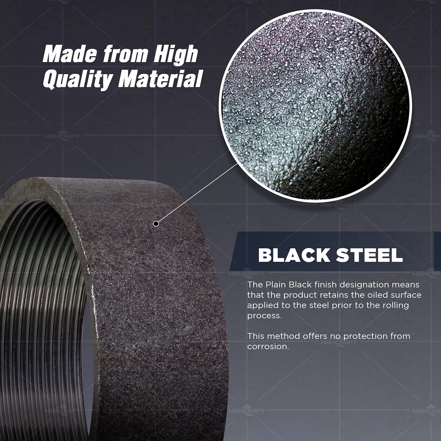 4" Black Merchant Steel Half Coupling with Female Connection