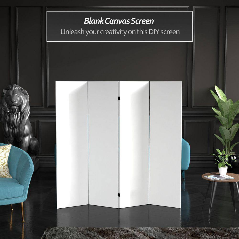 5 Ft White 4-Panel Room Divider