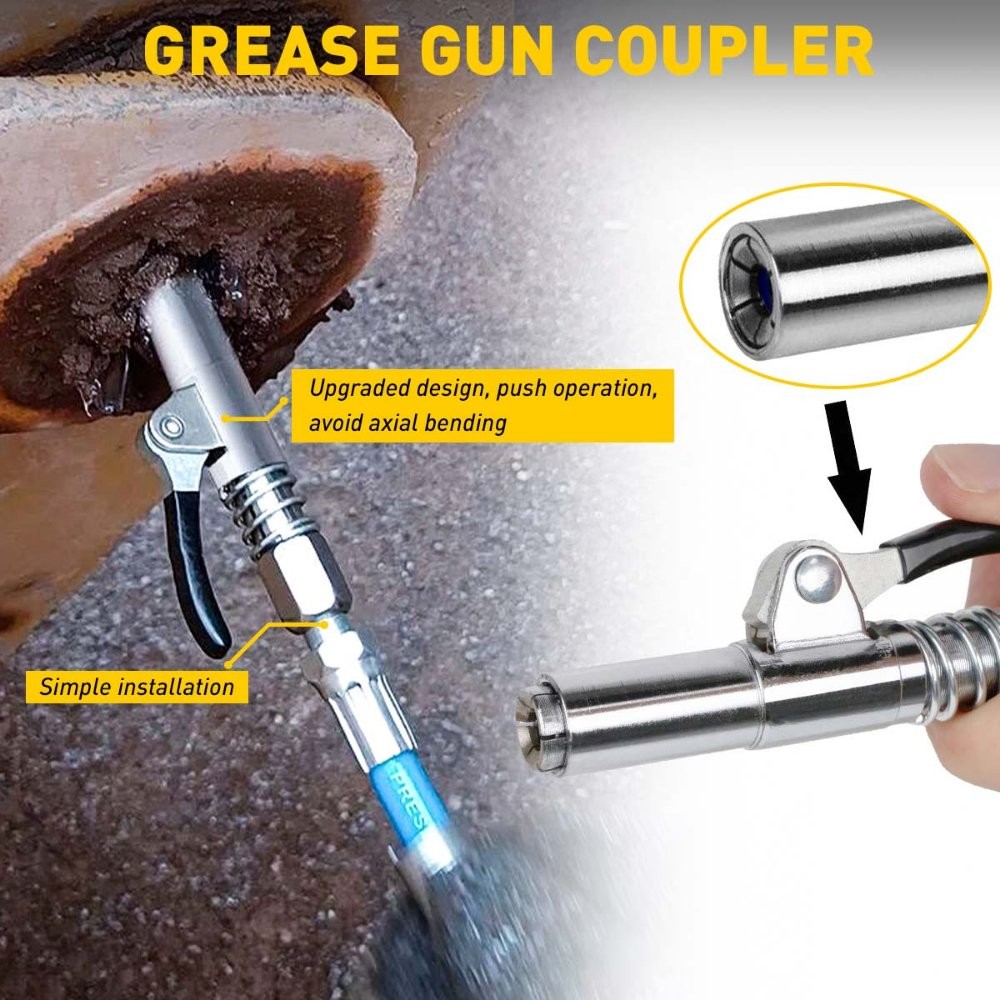 Grease Gun Coupler Quick Release Lock Oil Injection Nozzle Professional EOA