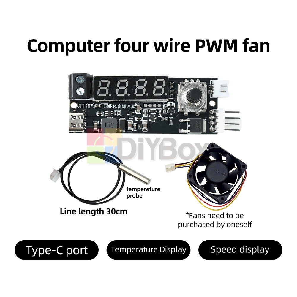 5V 12V 5A 4-Wire PWM Fan Speed Control Module Smart Temperature Control +Display