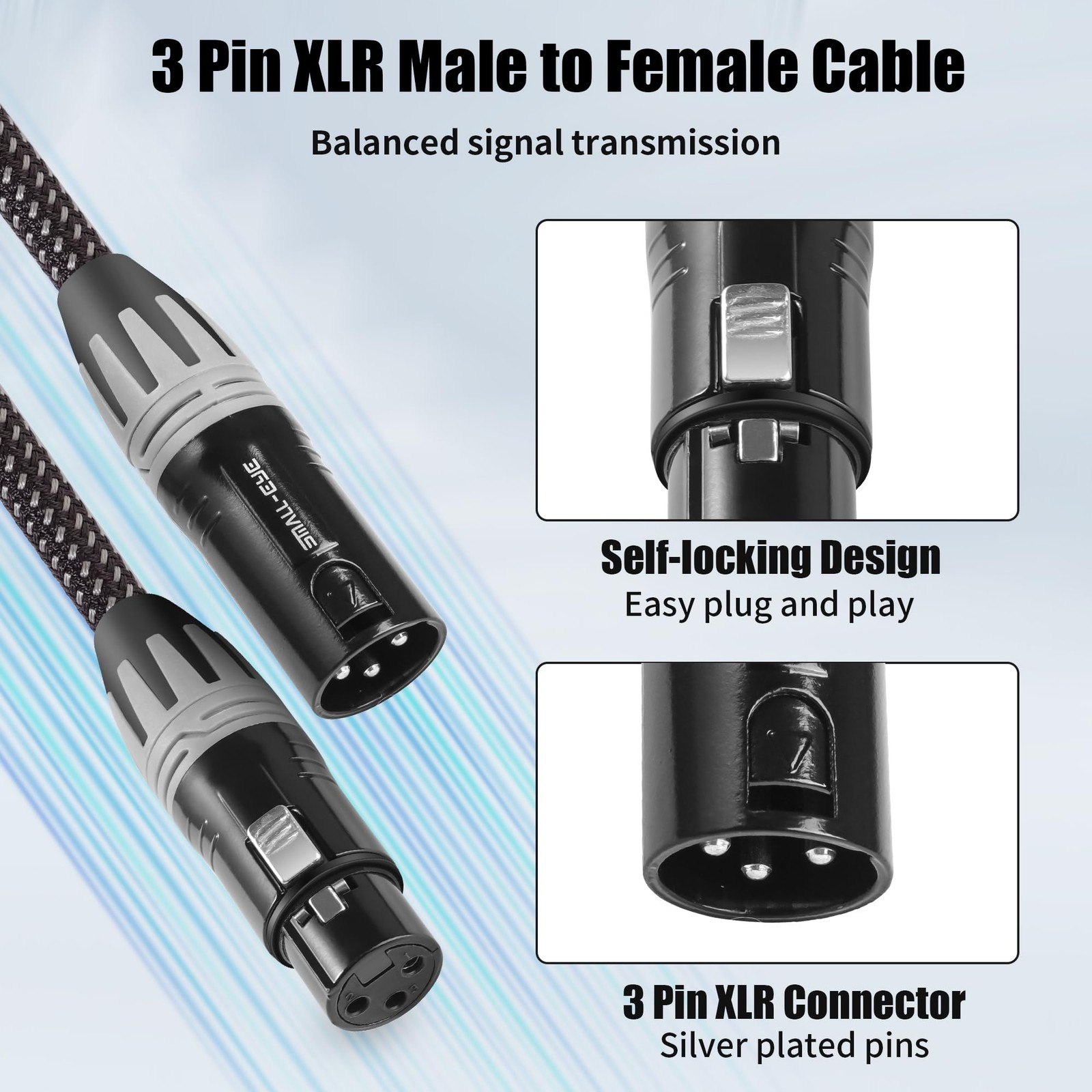 XLR Cables for Microphone 6 ft 6 Pack – Premium Braided Balanced XLR Mic Cabl...