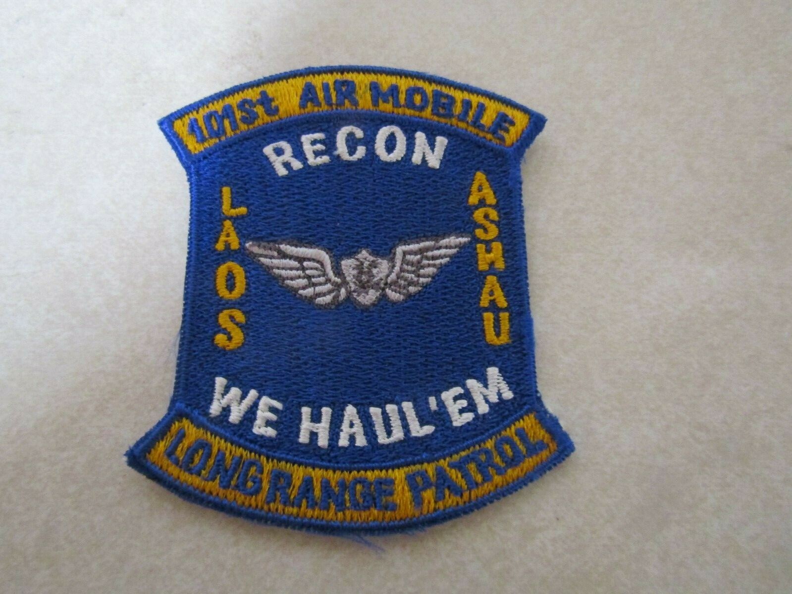 MILITARY PATCH OLD VIETNAM ERA 101ST AIR MOBILE RECON LONG RANGE PATROL LAOS