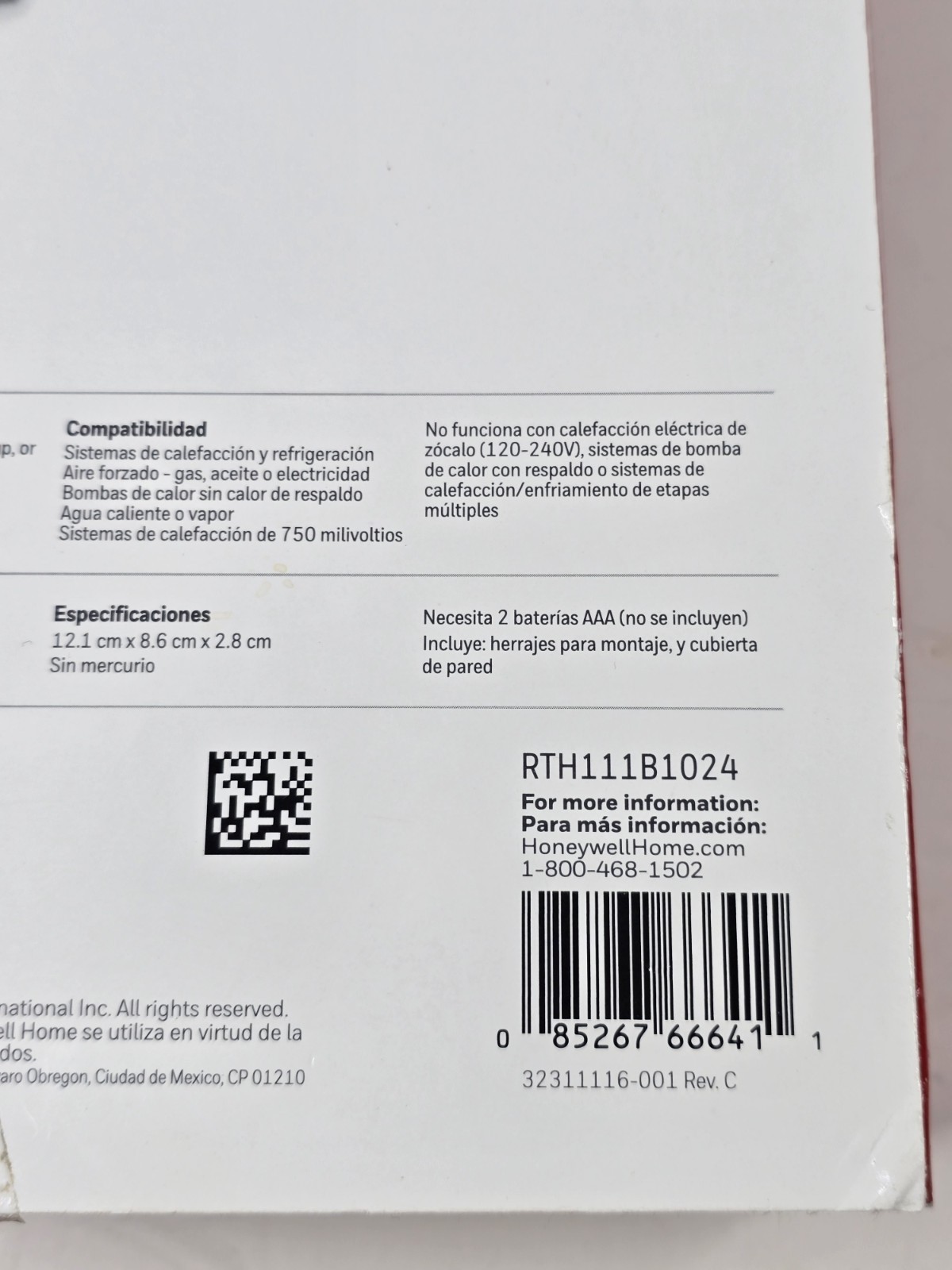 HONEYWELL HOME RTH111B HORIZONTAL NON-PROGRAMMABLE THERMOSTAT