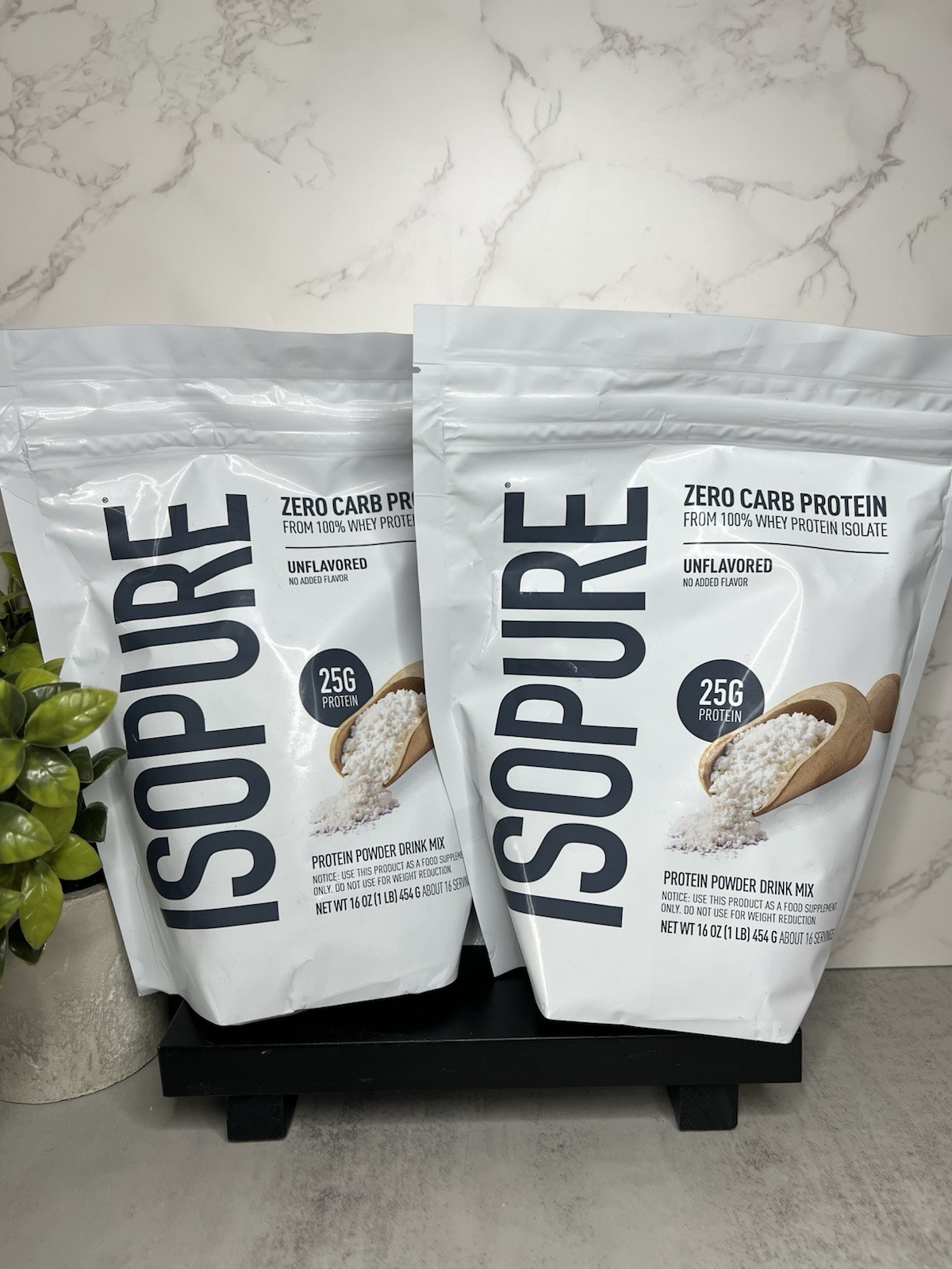 Isopure Zero Carb Whey Protein Isolate Powder Unflavored 16oz Two Pack Exp 09/27