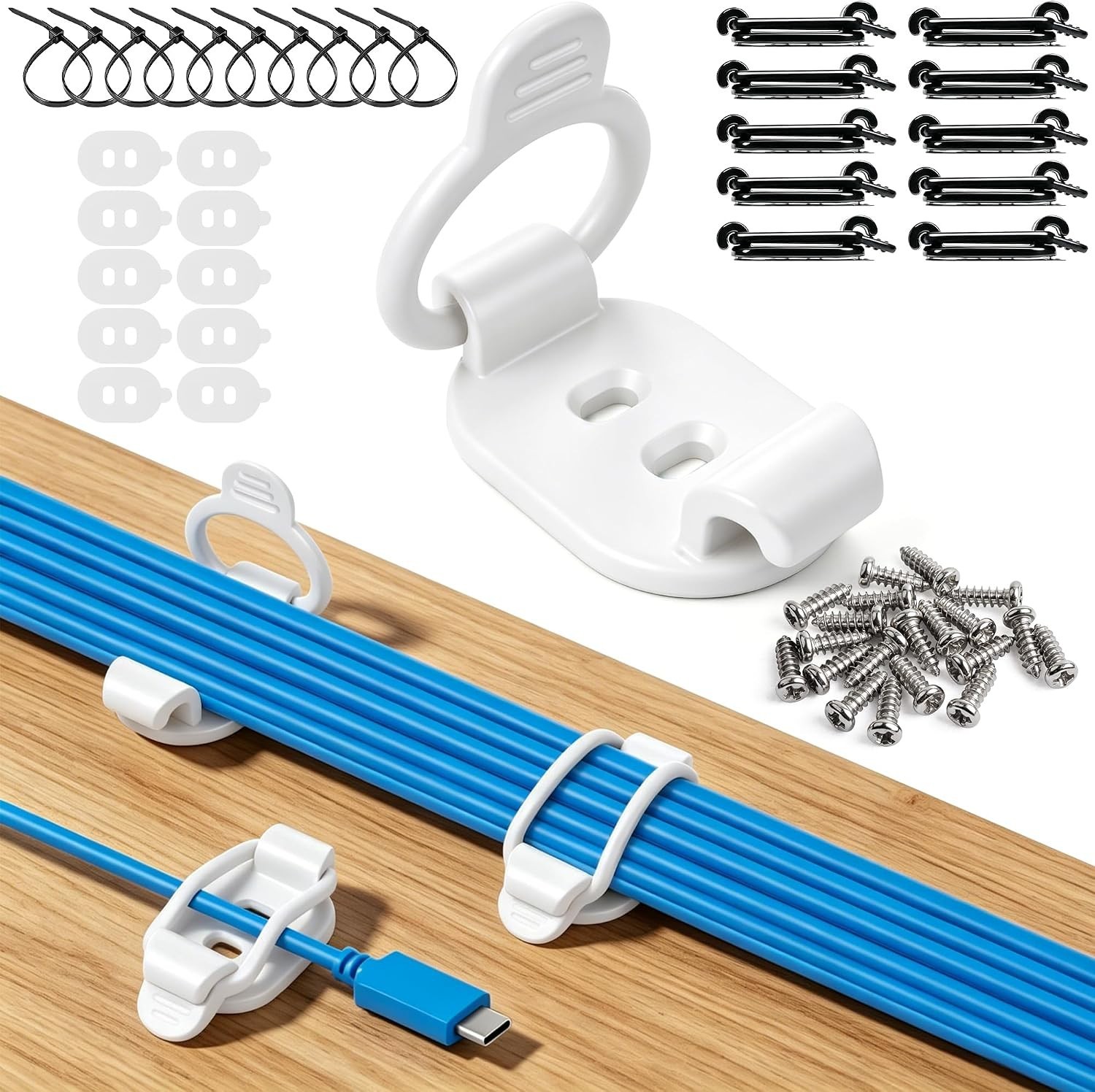 10 Pack Adjustable Cable Clips Self Adhesive Wire Organizer for Home Office
