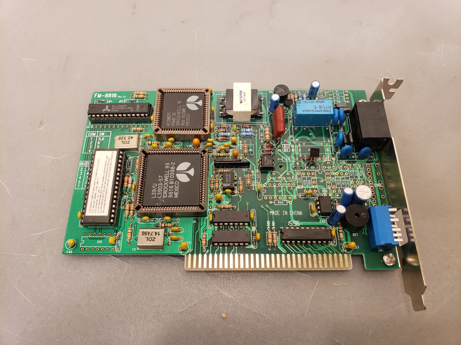 Vintage Zoltrix Z-100 8bit ISA Fax Modem Adapter Card FM-8818 28.8 V.34