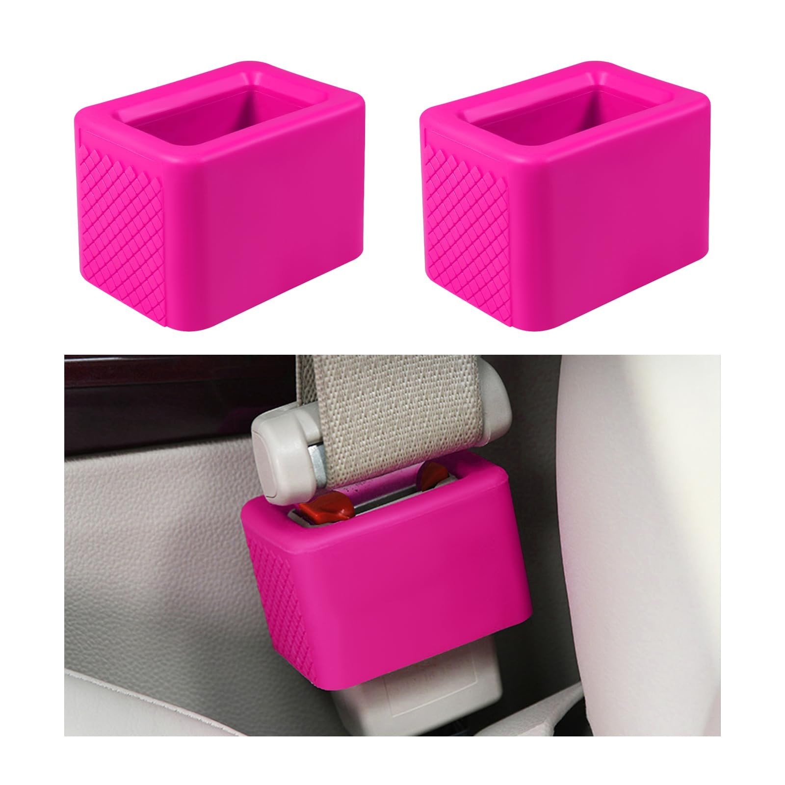 2 PCS Seat Belt Buckle Holder, Silicone Seatbelt Buckle Booster for Easy Acce...