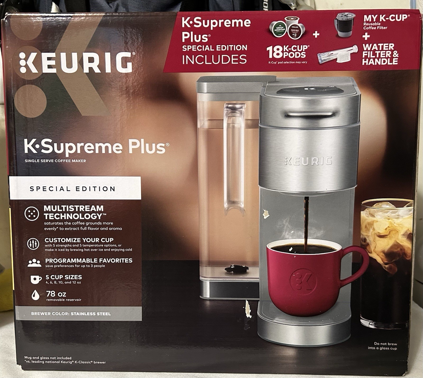 Keurig K-Supreme plus Special Edition Single Serve Coffee Maker, Stainless, NEW