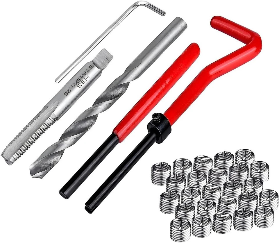 30PCS M6 x 1.0mm Thread Repair Insert Kit, Car Stainless Steel Helicoil Coil Com