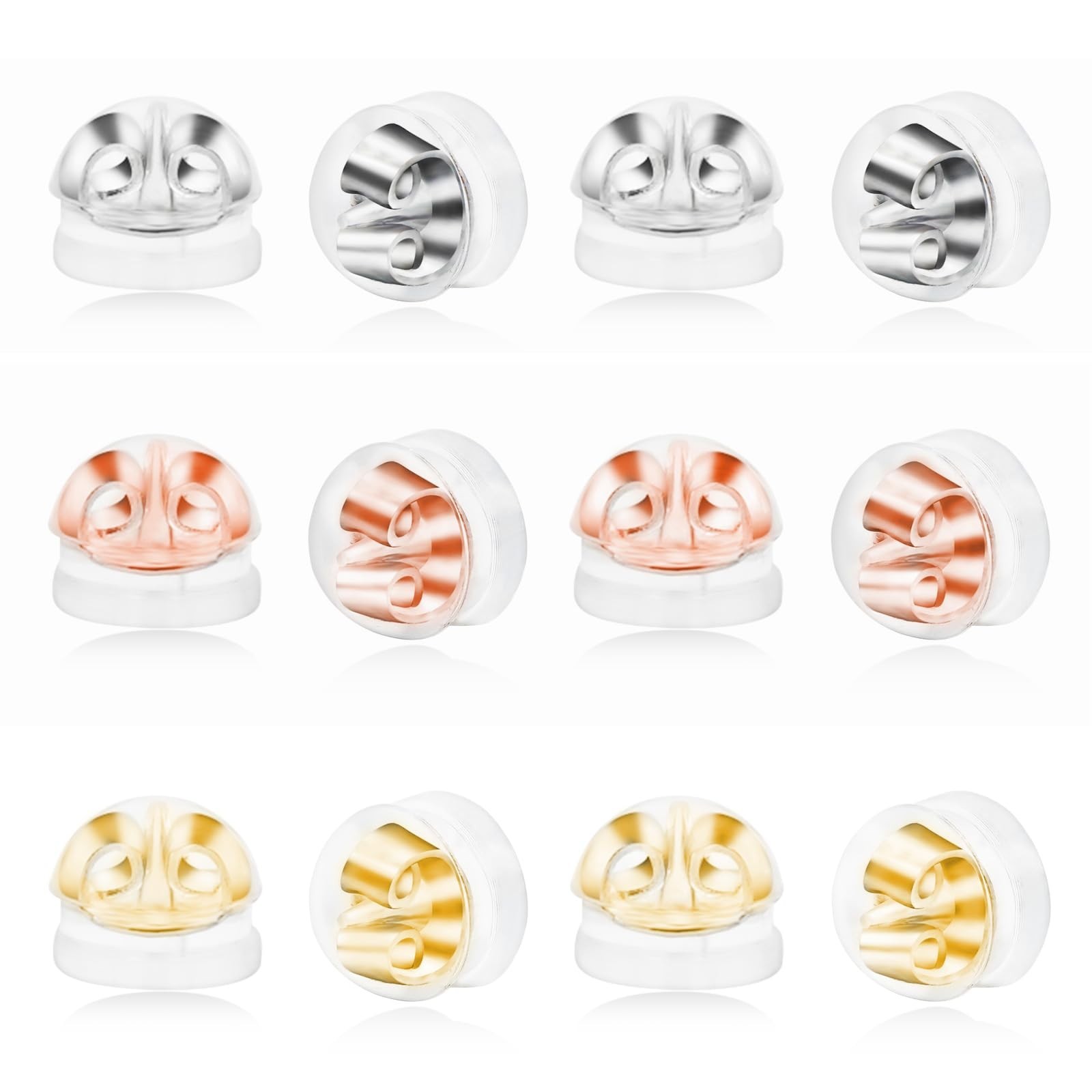 120pcs 18K Gold Earring Backs for Studs, 3 Colors Silicone Earring Backs Repl...