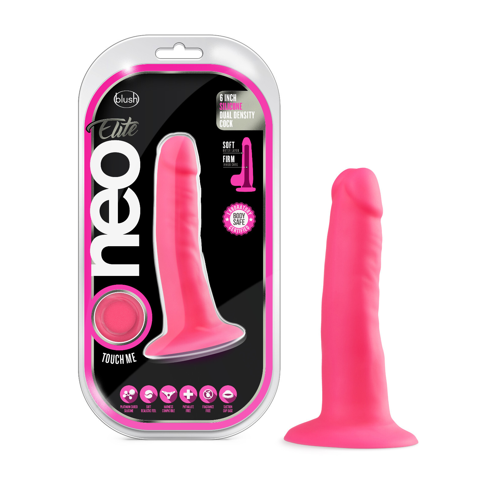 Blush Neo Elite 5.5'' Silicone Dual Density Dildo Realistic Suction Cup Sex Toy
