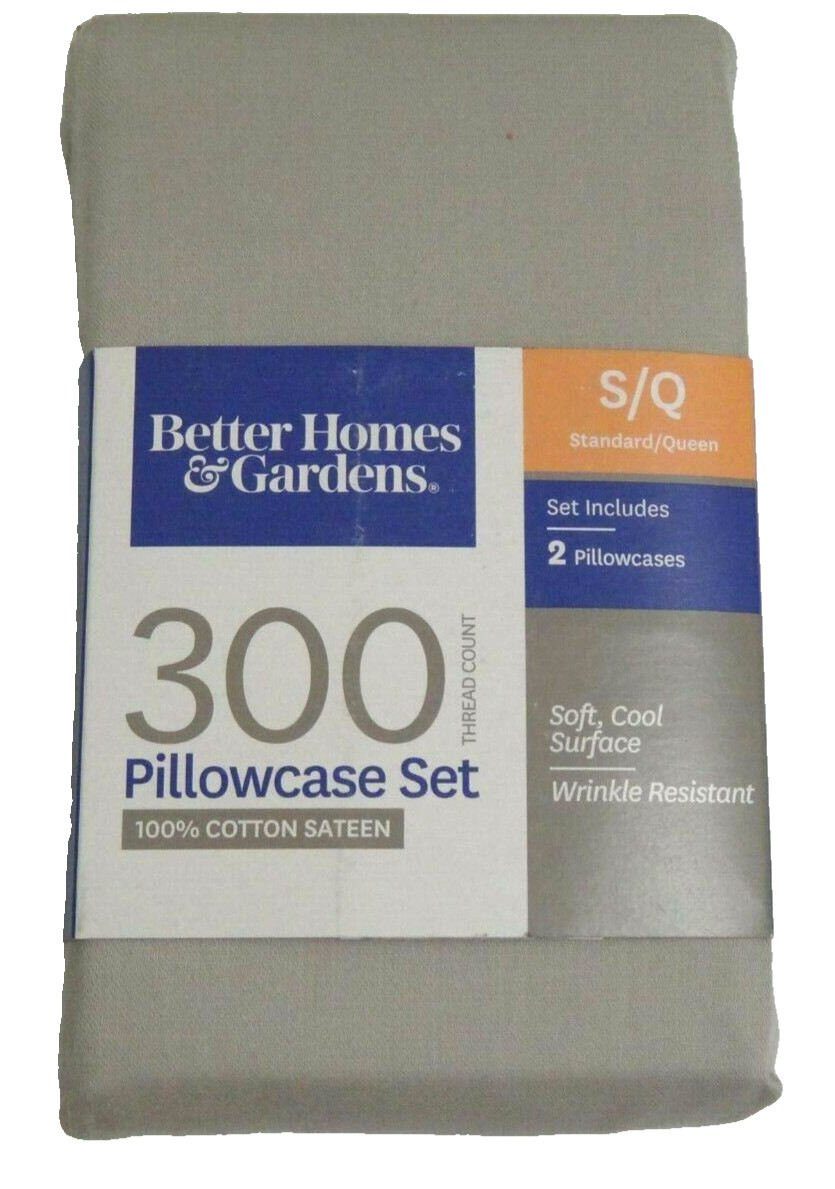 Better Homes &Gardens 300 Thread Count 2 Standard /Queen Pillowcases 100% COTTON