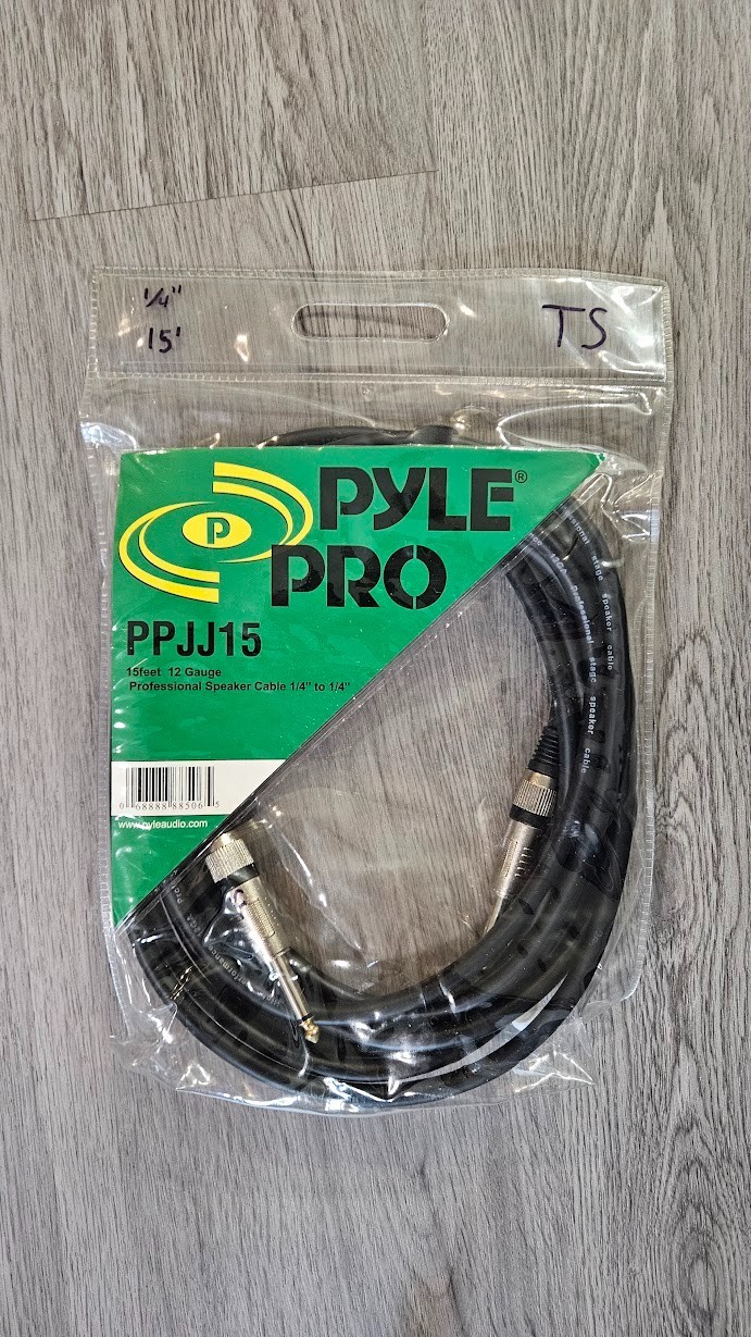 Pyle PPJJ15 15ft 12 Gauge Professional Speaker Cable 1/4" Connectors