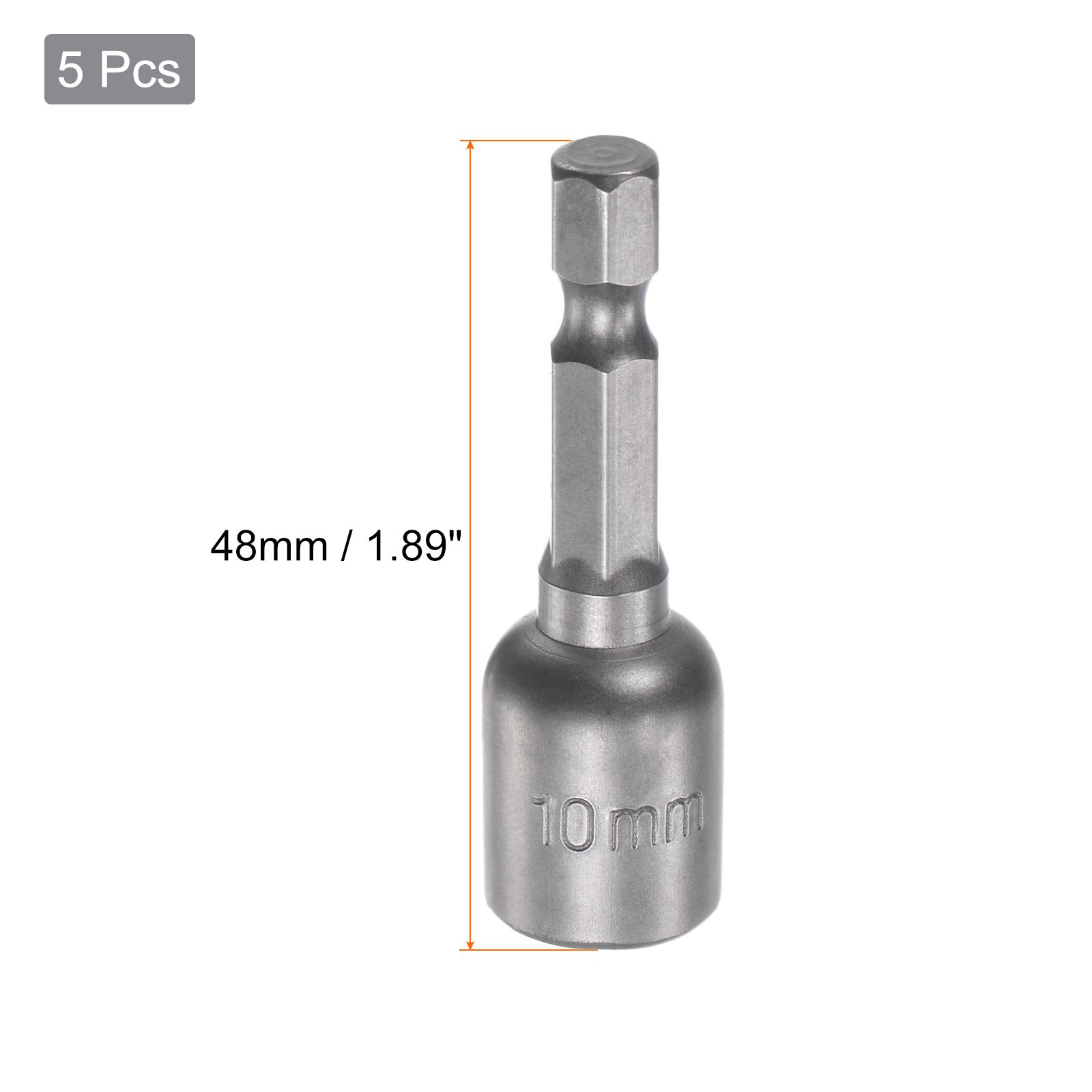5 PCS 10mm Magnetic Nut Setter Drill Bits 1/4" Quick-Change Nut Driver Bit