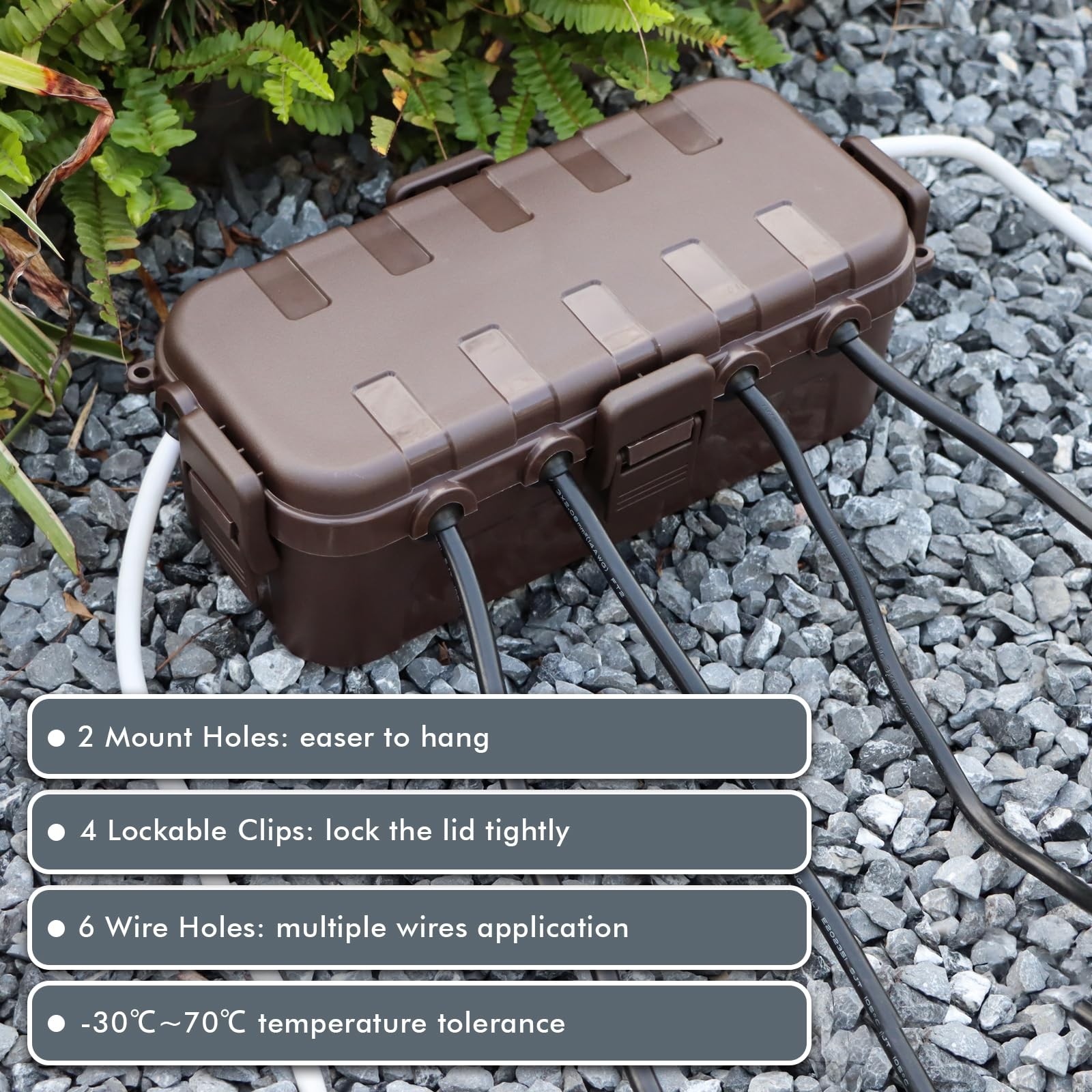 Outdoor Electrical Box, IP54 Weatherproof Extension Cord Cover with 6 Cable E...