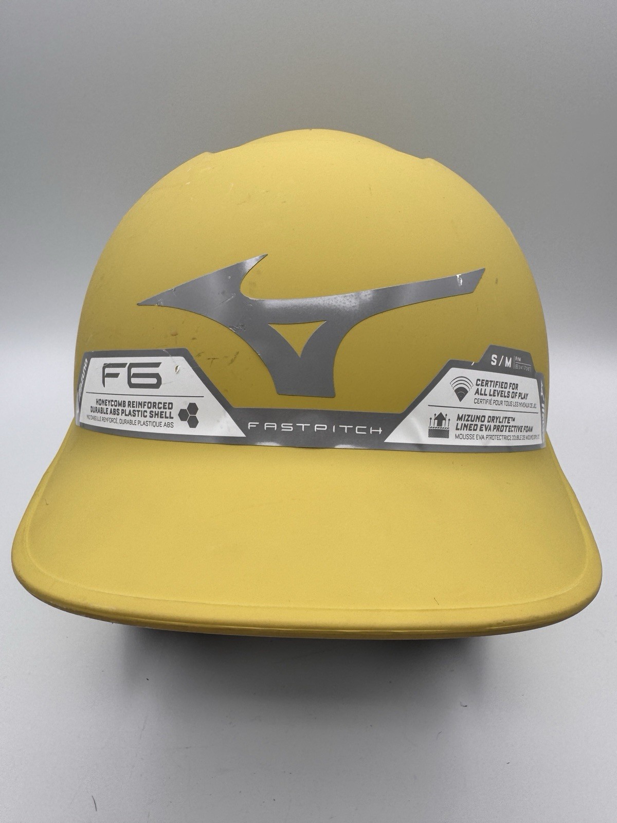 Mizuno F6 Fastpitch Baseball Batting Helmet Yellow S/M