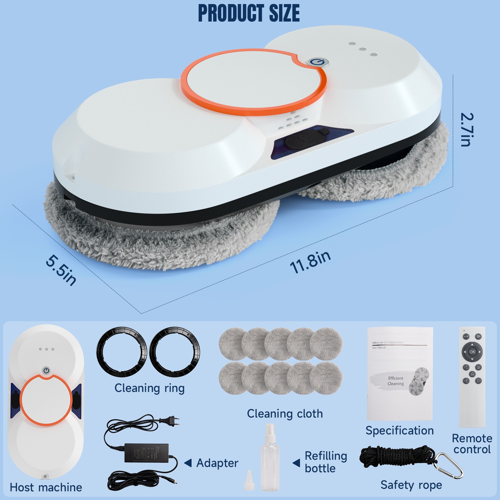 Smart Window Cleaning Robot with 5600Pa Suction Power