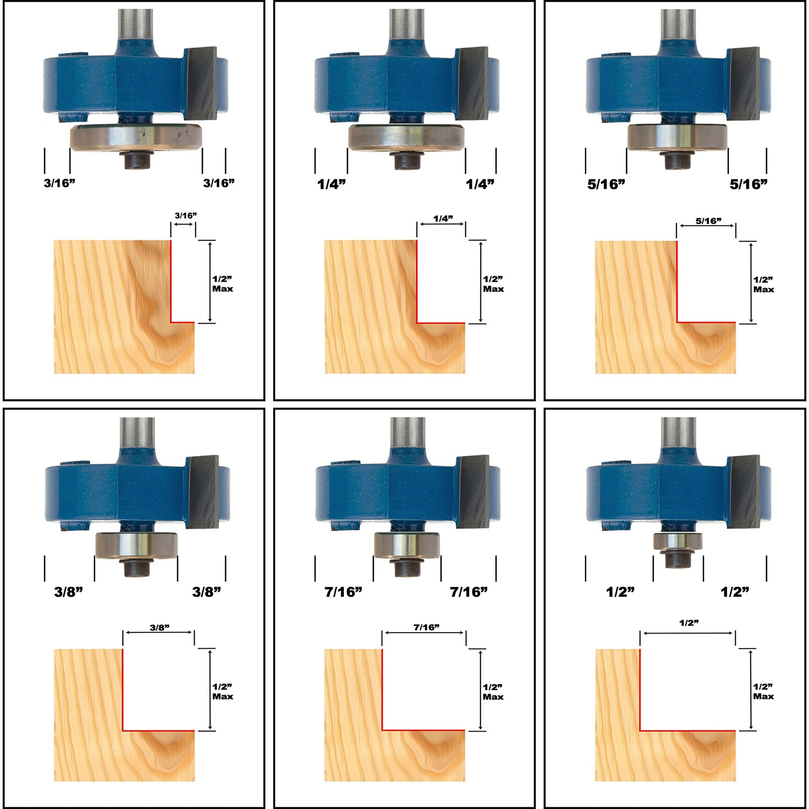 Rabbeting Router Bit (1/4" Shank) 1/4" Shank