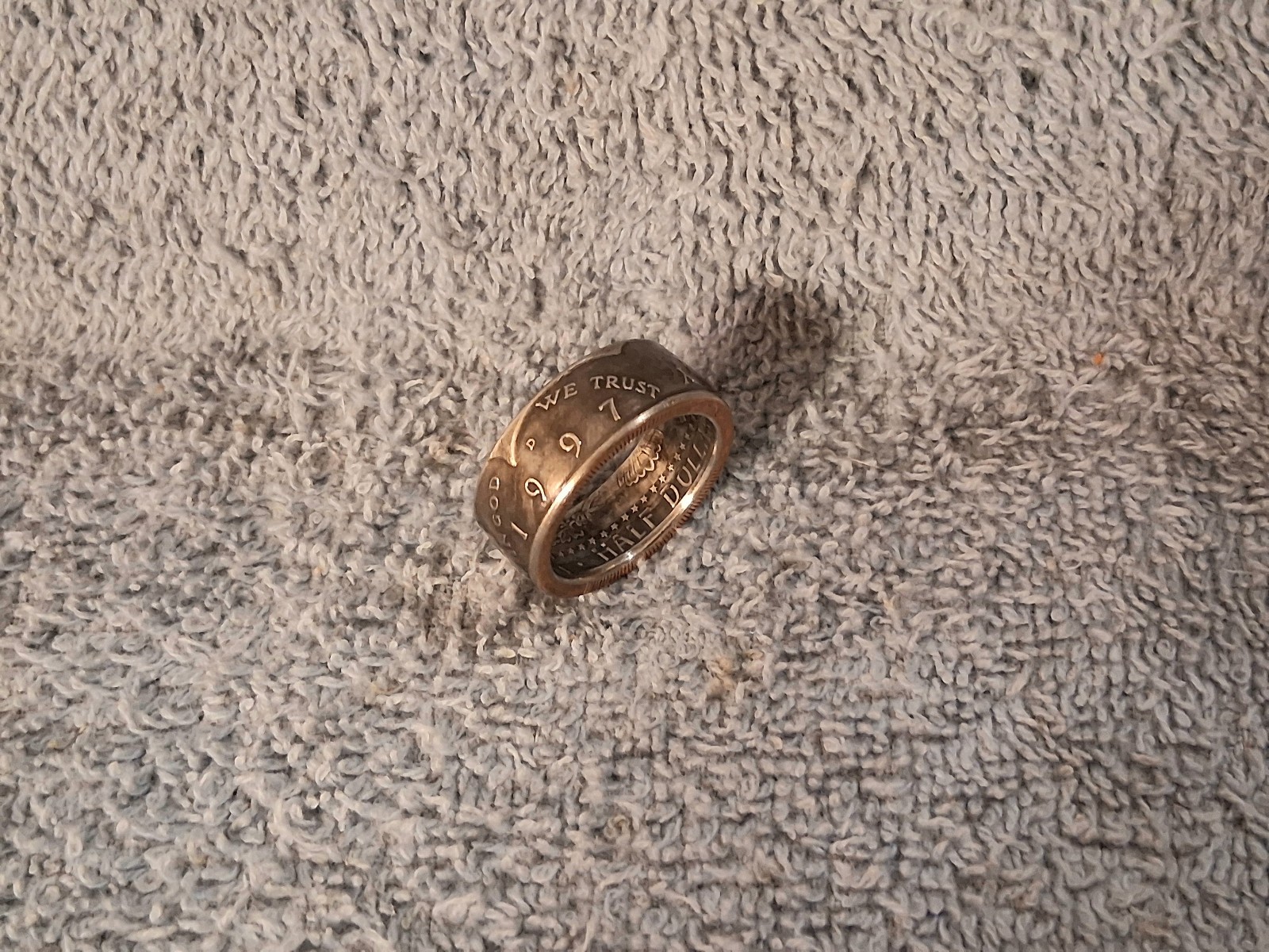 1997  Kennedy Half Dollars  size 9 -1/2  coin ring  handmade mixed metals (A)