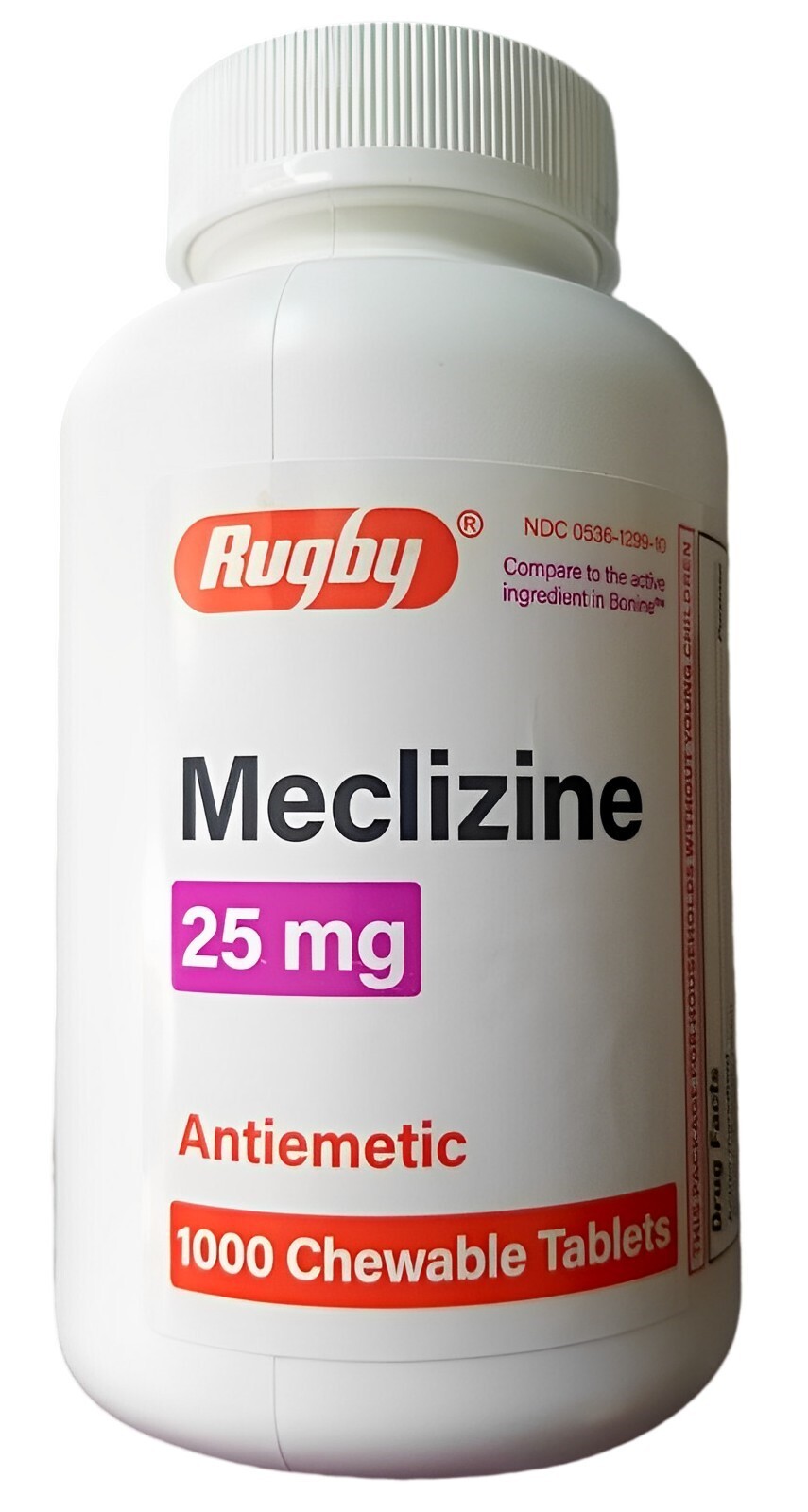 Rugby Meclizine 25mg Cherry CHEW Tabs 1000ct  - for Travel Sickness / Vertigo ^^