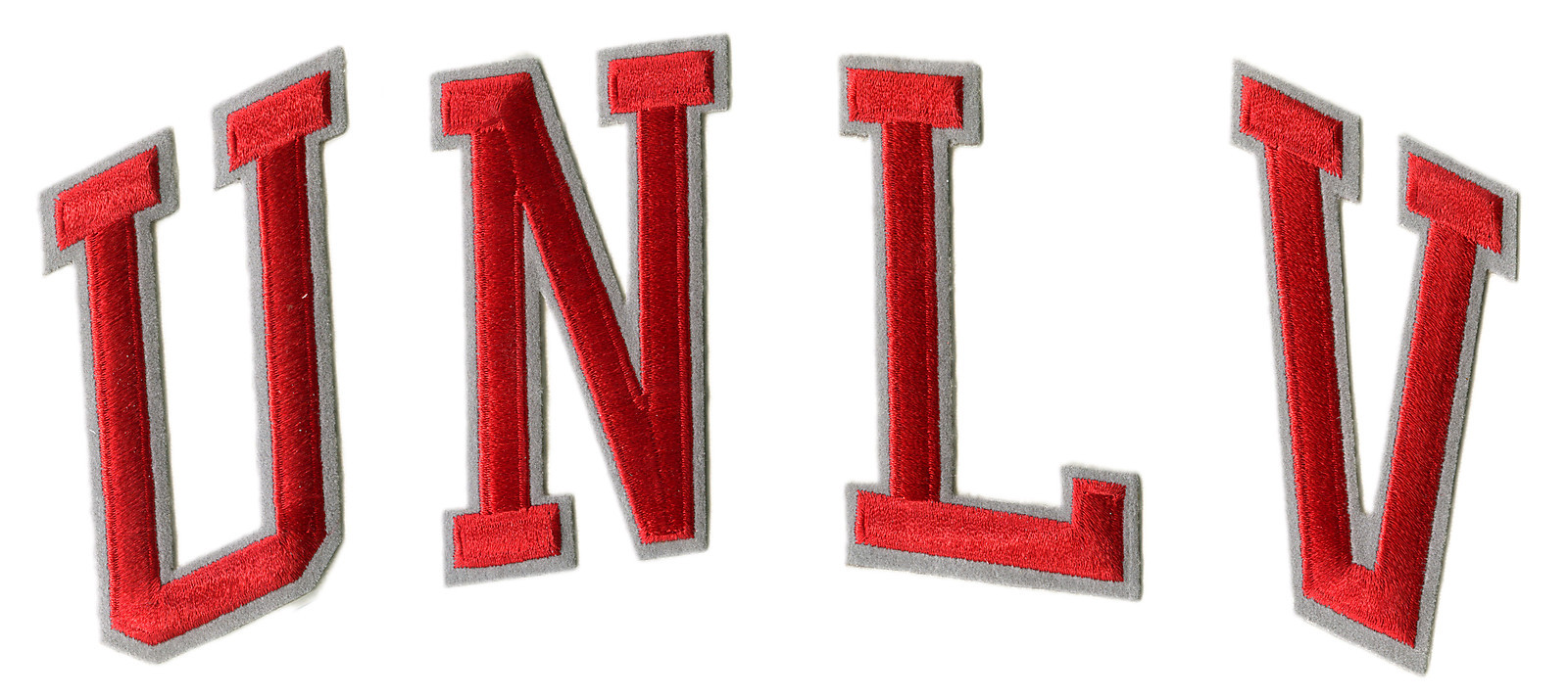UNLV RUNNIN' REBELS NCAA COLLEGE RED GRAY ARCHED LETTERS PATCHES SET OF 4