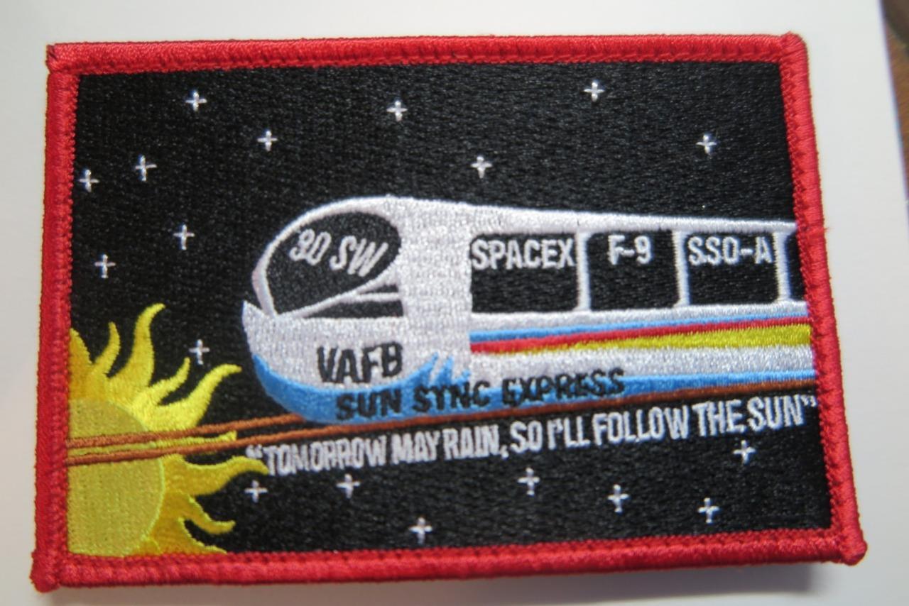 30SW FALCON 9 1 SSO-A VAFB SUN SYNC EXPRESS PATCH ORIGINAL NEW TOMORROW MAY RAIN