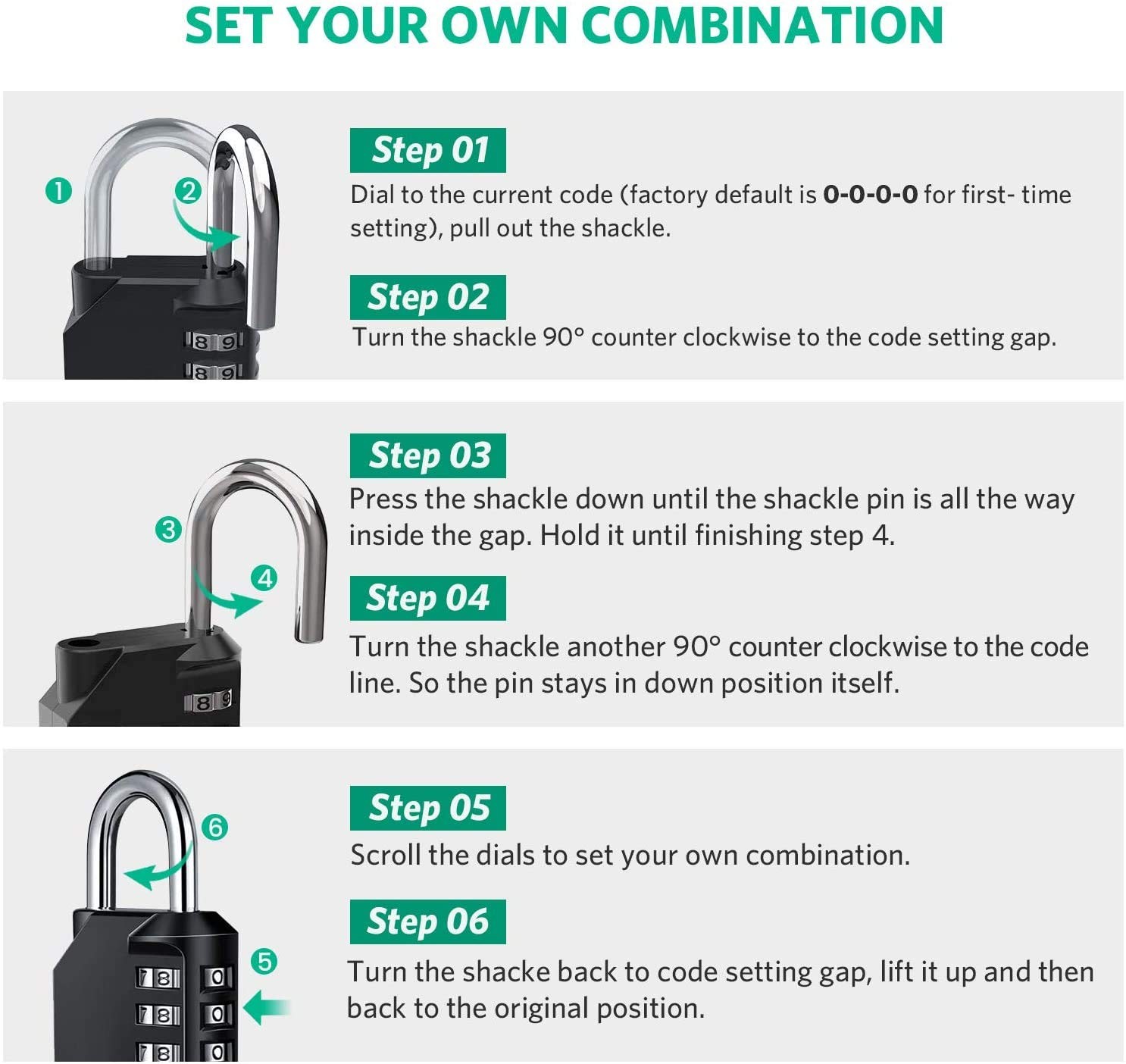 Combination Lock Resettable 4 Digit Padlock with Combination, AIHYTU Waterproof