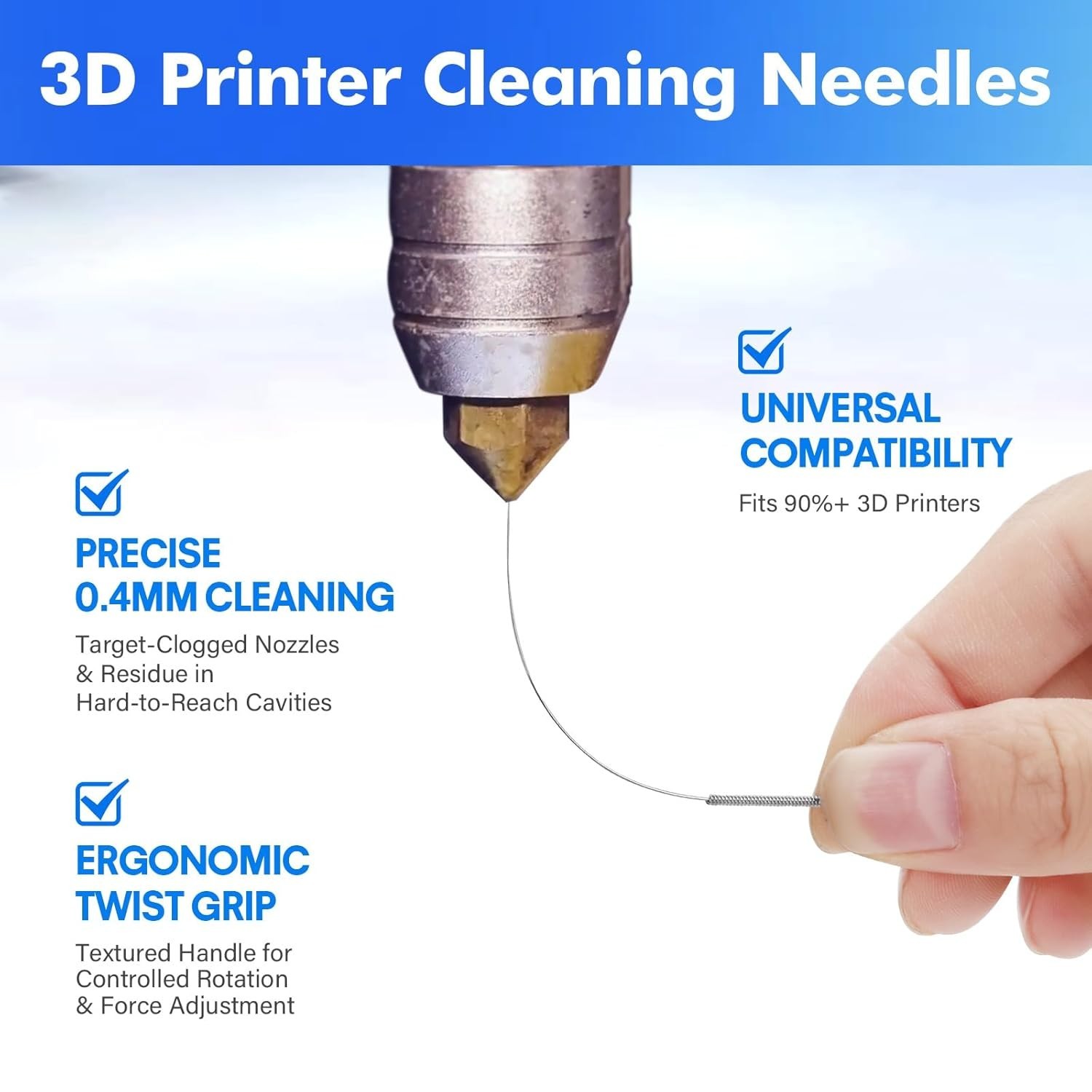 22PCS 3D Printer Nozzle Cleaning Kit, Kit with 20x 0.4mm..