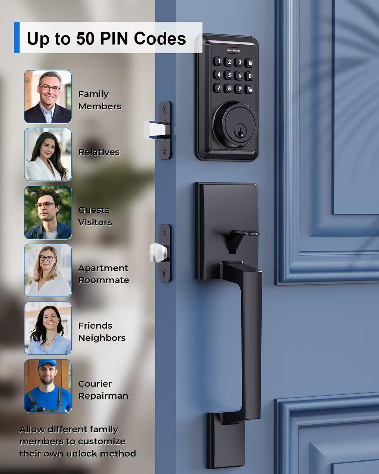 Keyless Entry Door Lock Deadbolt with Handle Set - Front Door Lock Set- Elect...