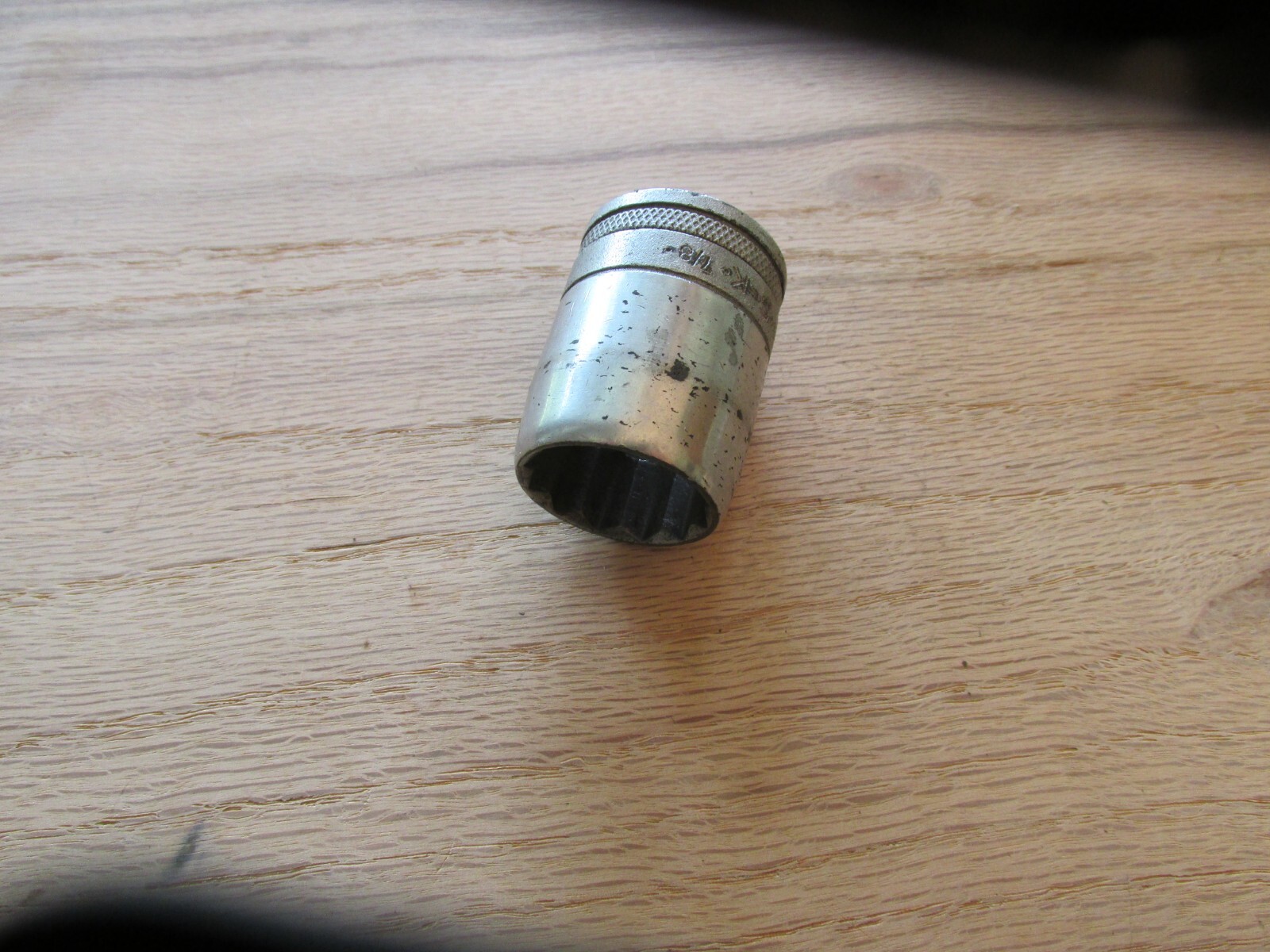 Vintage S-K 40128 7/8" Knurled Socket, 1/2" Drive, 12 Point