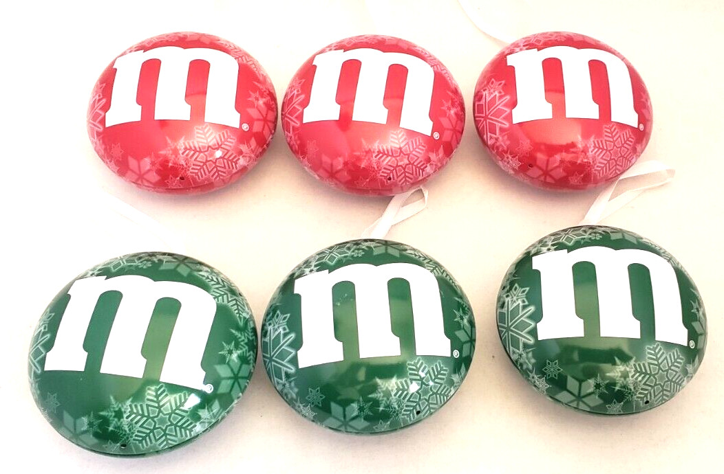 M & M 3 " Green Candy Tree Ornaments Lot  of Six  5481
