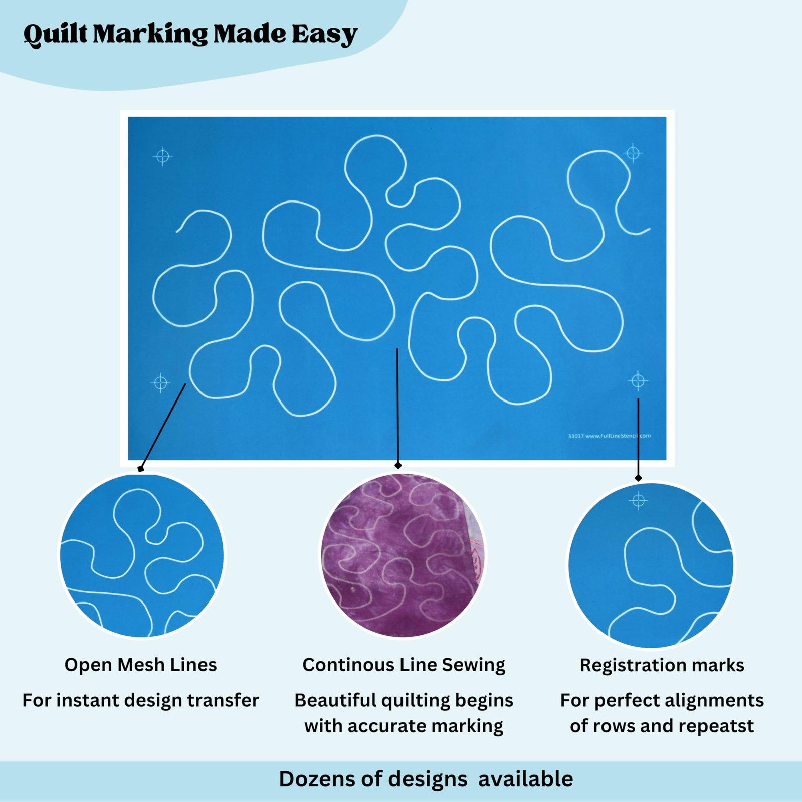 Big Stipple Meander Edge To Edge Stencil Continuous Line Template 33017