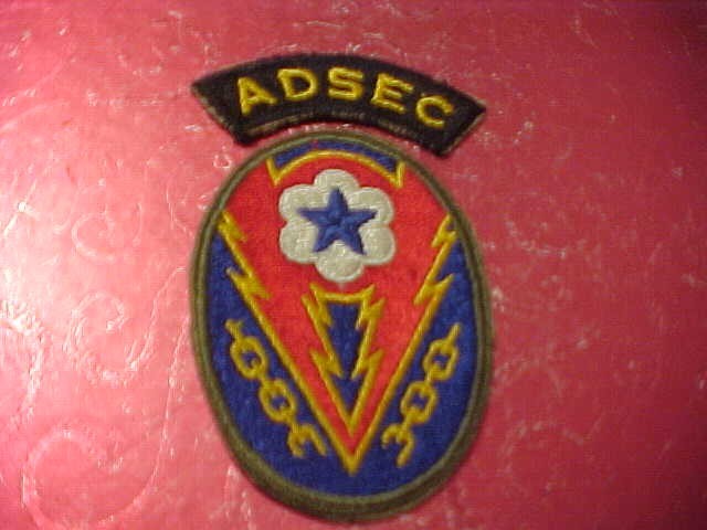 CERTIFIED WW2 U.S. ARMY ADSEC ADVANCED BASE PATCH ORIGINAL UNUSED NO GLOW TYPE 2