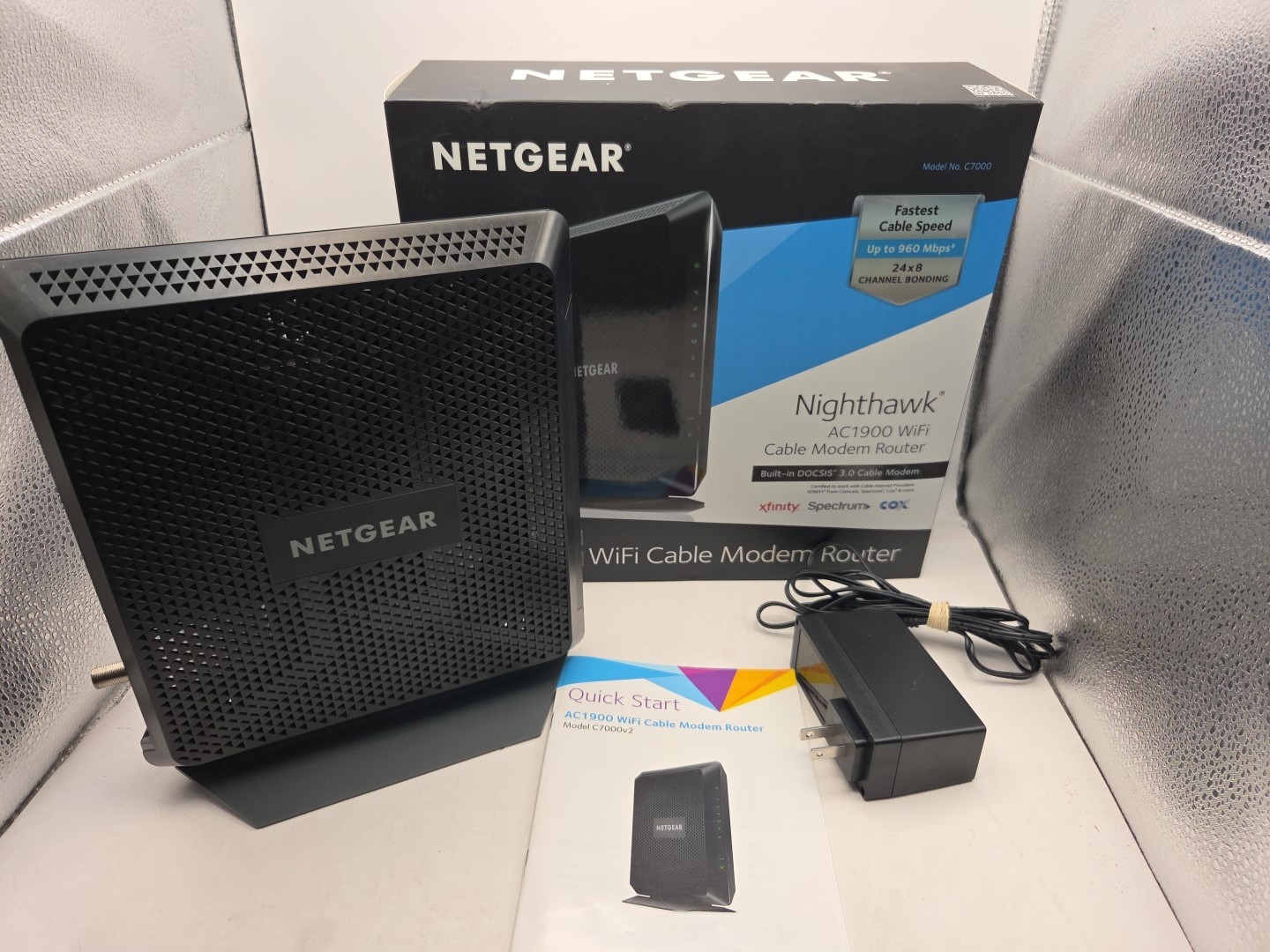 NETGEAR Nighthawk AC1900 WiFi Cable Modem Router Model C7000 DOCSIS 3.0 - WORKS