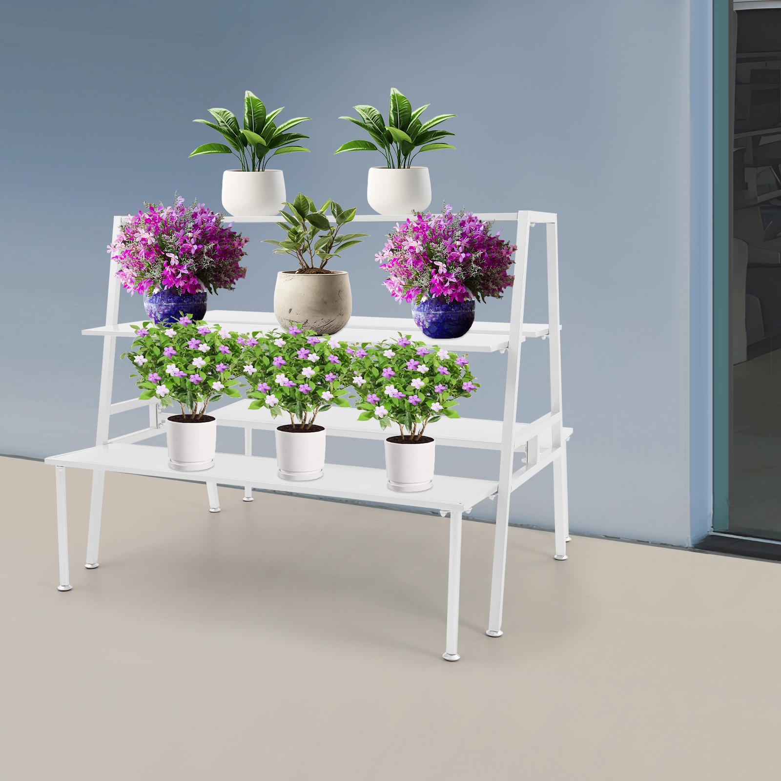 Modern Standing Display Rack, Double Side Clothing Shop Display Tables White