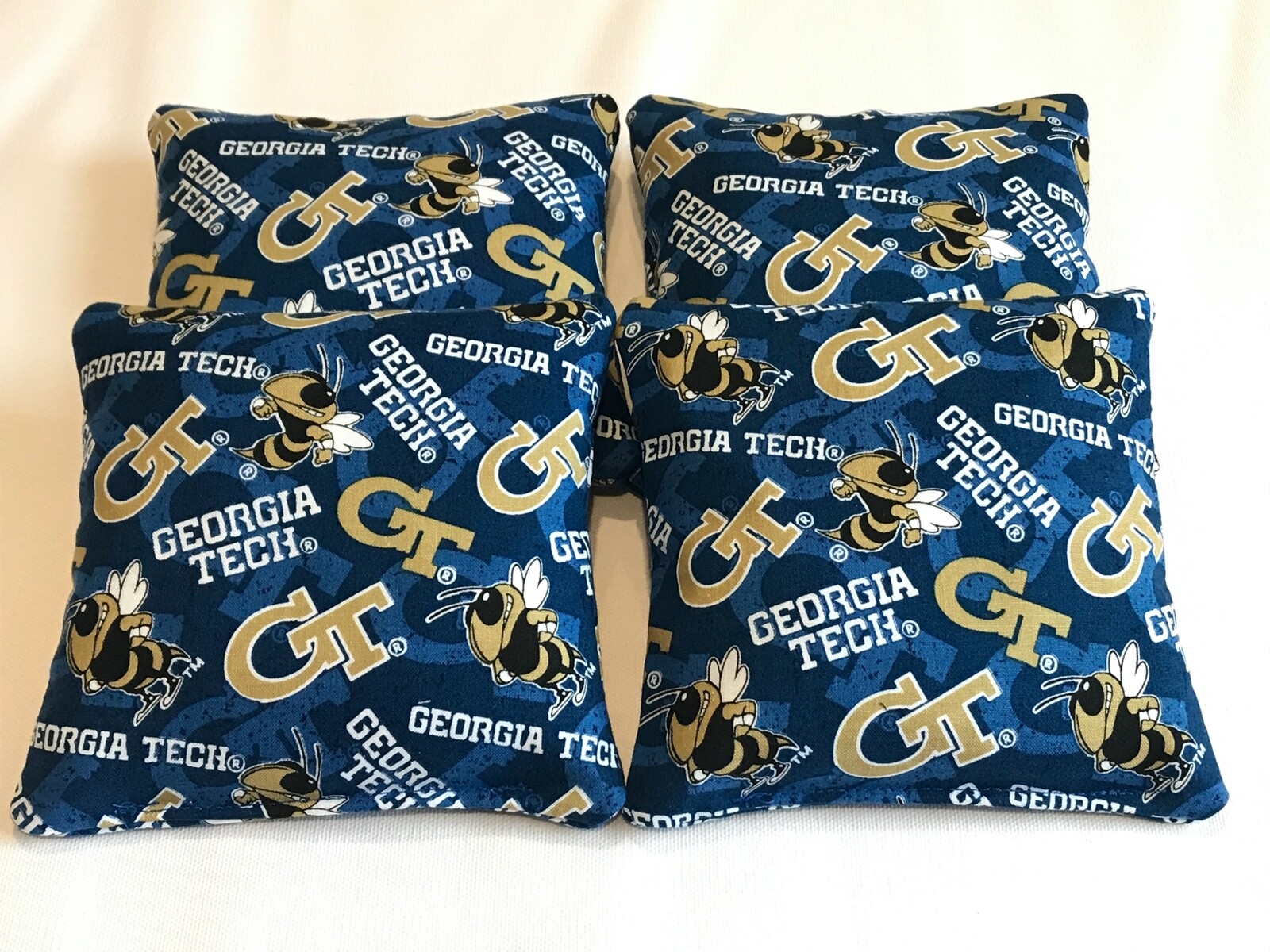 4 CORNHOLE BEAN BAG CORN HOLE GEORGIA TECH JACKETS GT TAILGATE TOSS