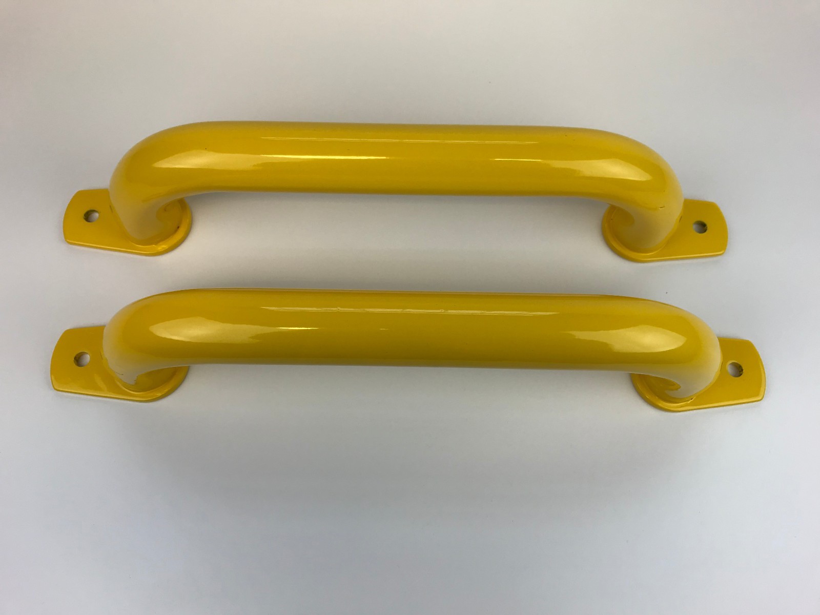 2 x Grab Handle Steel Yellow P/C 360mm Smooth Pattern Safety Hi Vis Vehicle Van