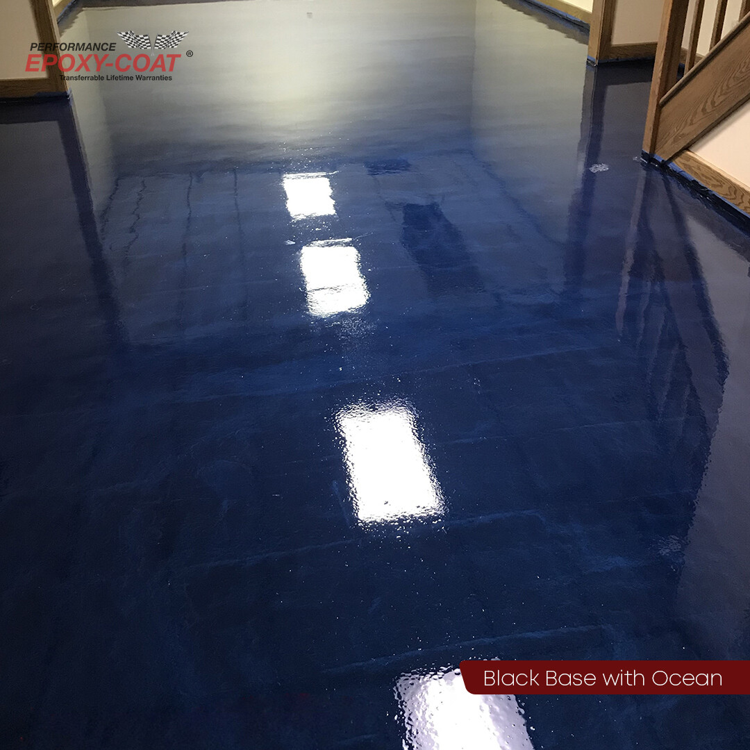 Metallic Half Epoxy Floor Coating Kit 150 sq. ft. MEDIUM BLUE Base Coat