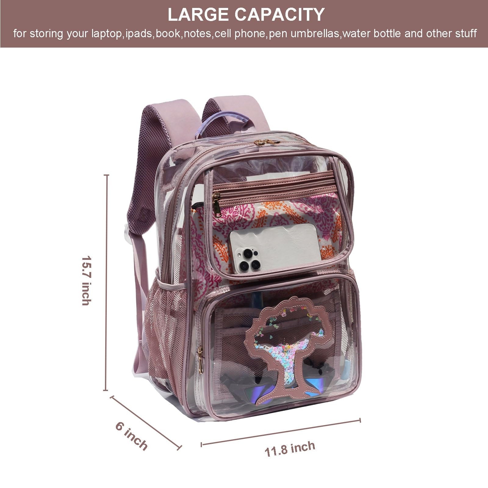 ESVAN Clear Backpack Transparent Stadium Approved See Through for Middle Coll...