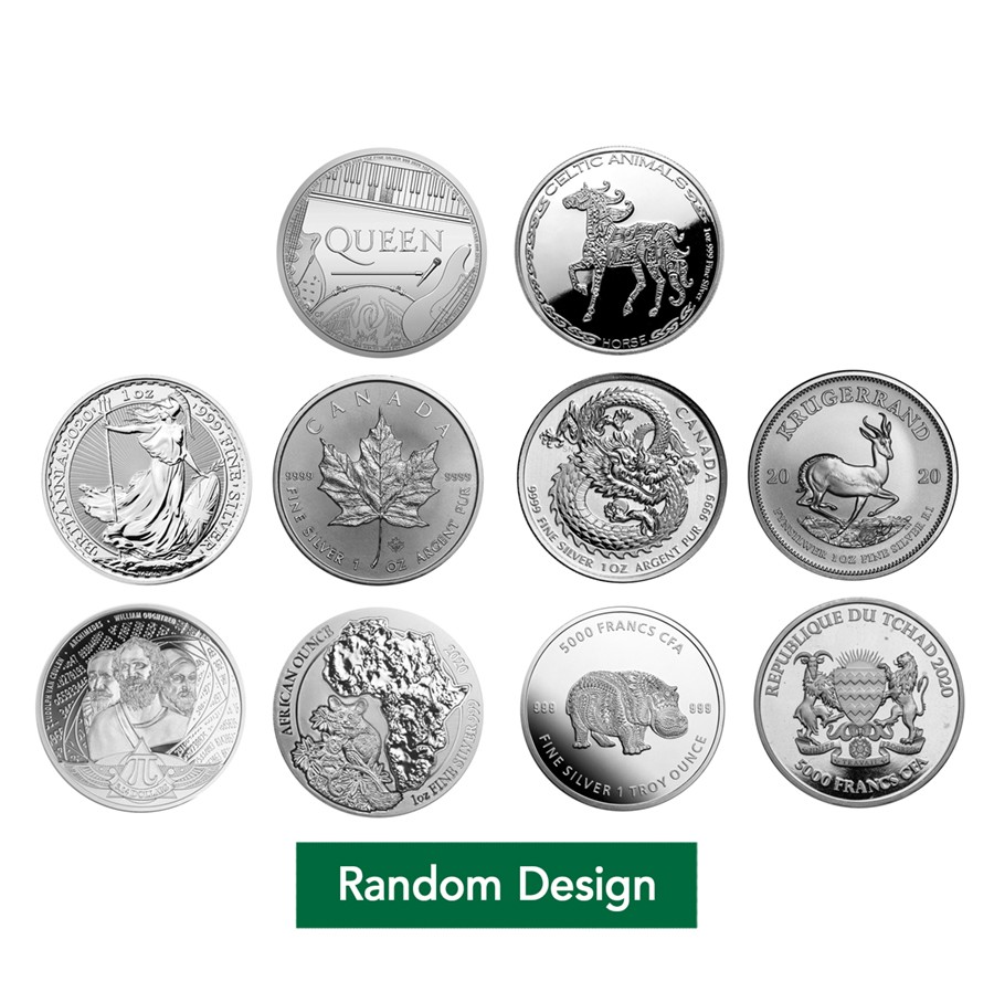 1 oz Silver Coin - Random Design - Lot of 10