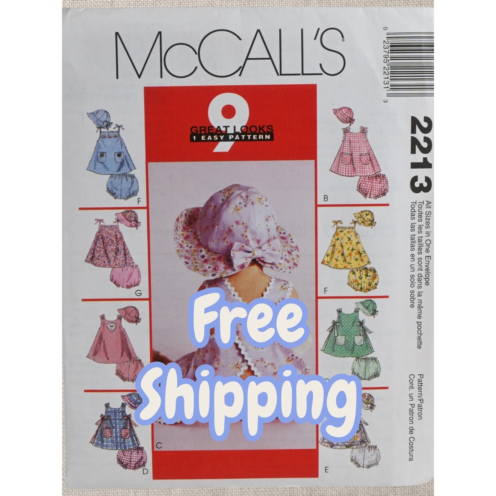 McCall's 2213 Sewing Pattern Baby All Sizes Uncut Factory Folded