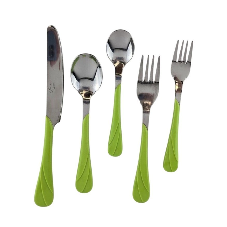 Vintage Fiesta Chartreuse Swirl Flatware Silverware Green 5 Piece Set