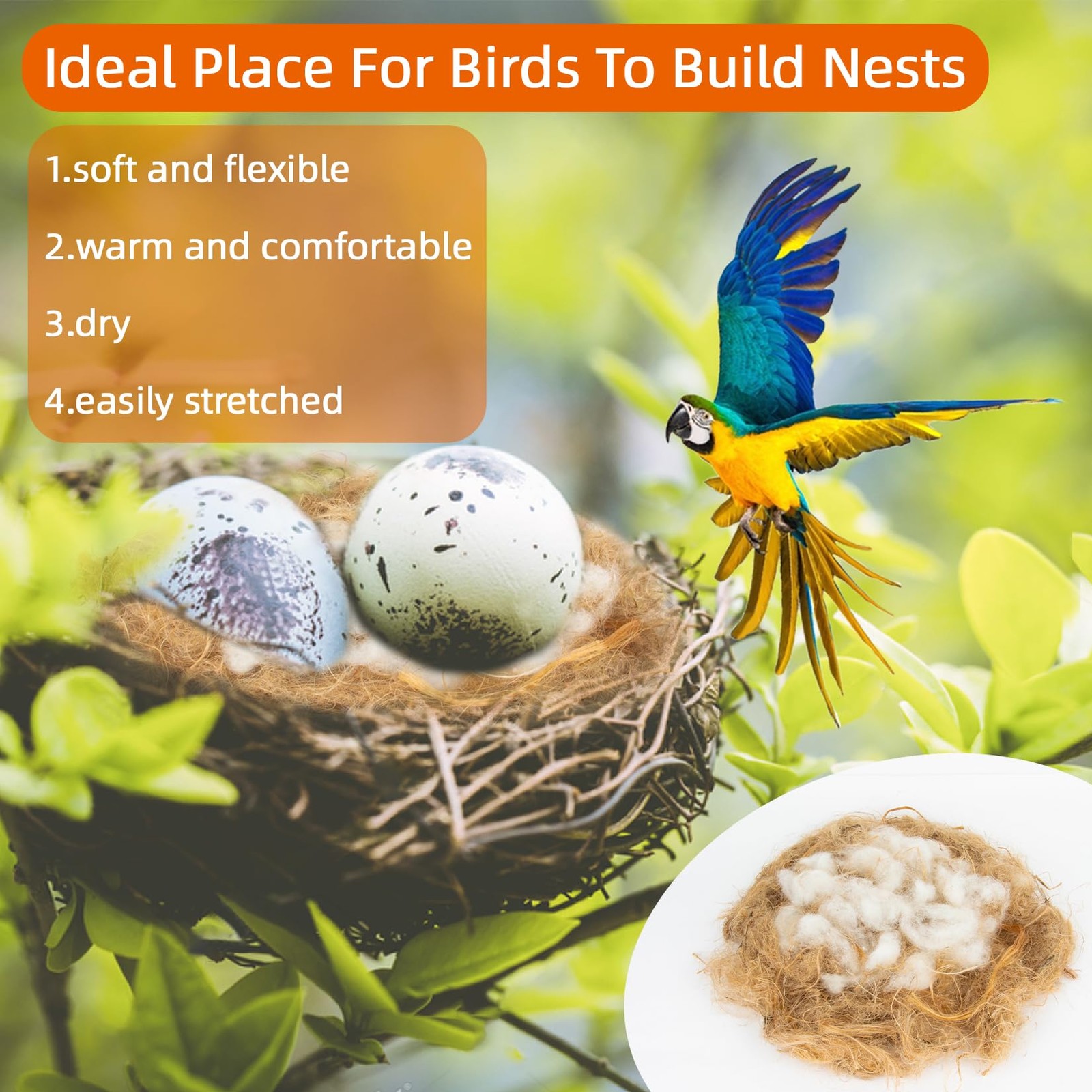 2 Pack Bird Nesting Material - Bird Nests Bedding Hummingbird Nesting Material M