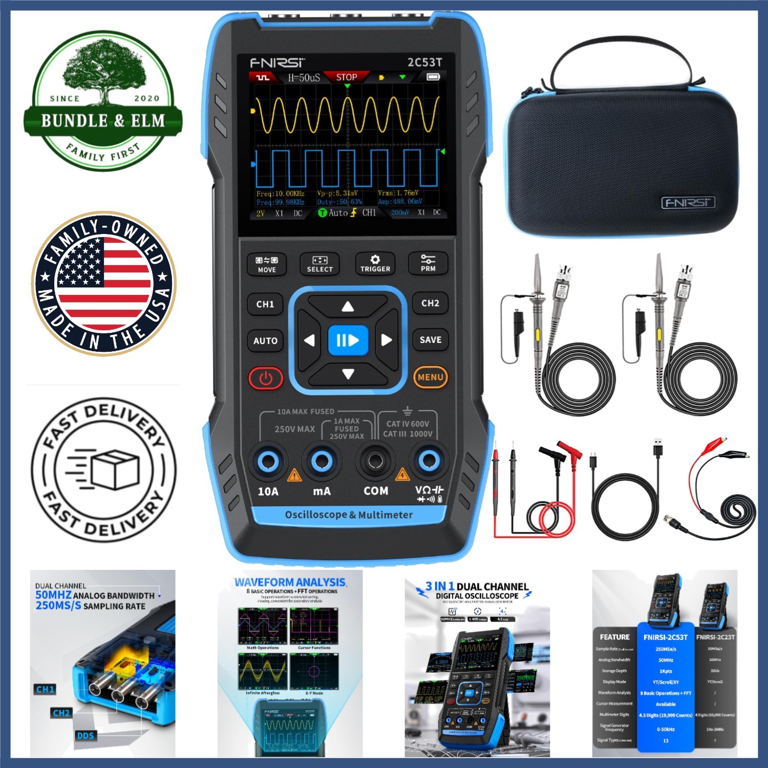 Advanced Oscilloscope with 4.5-Digit Display and Continuity Measurement Function