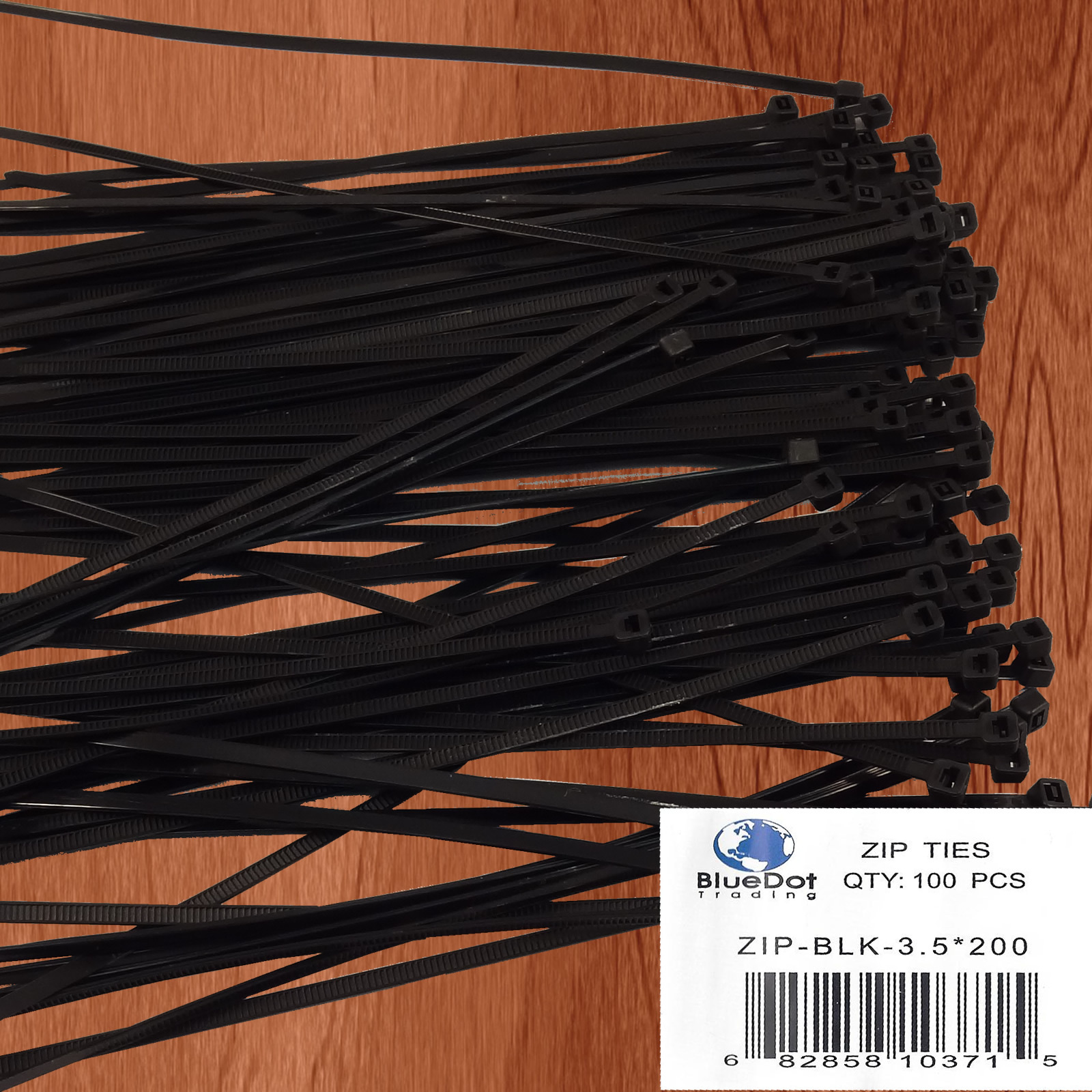 NEW 100pcs 8" 3.5x200mm Locking Nylon Plastic BLACK Cable Wire Zip Tie Cord Wrap