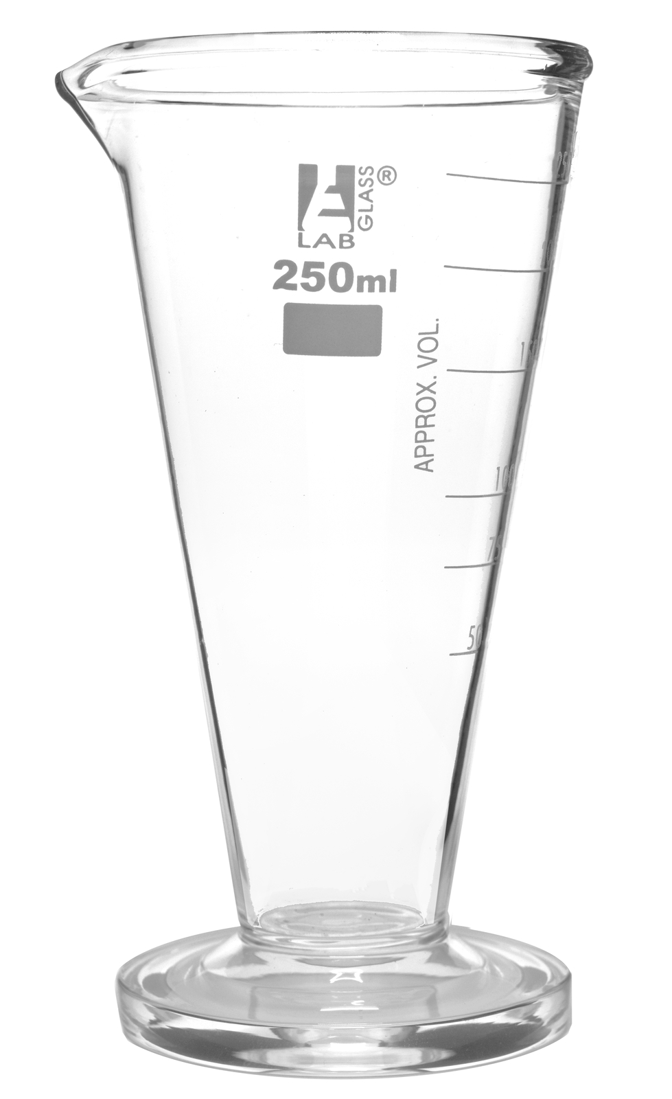 Conical Measuring Cup, 250ml, Graduated - Borosilicate Glass - Eisco Labs