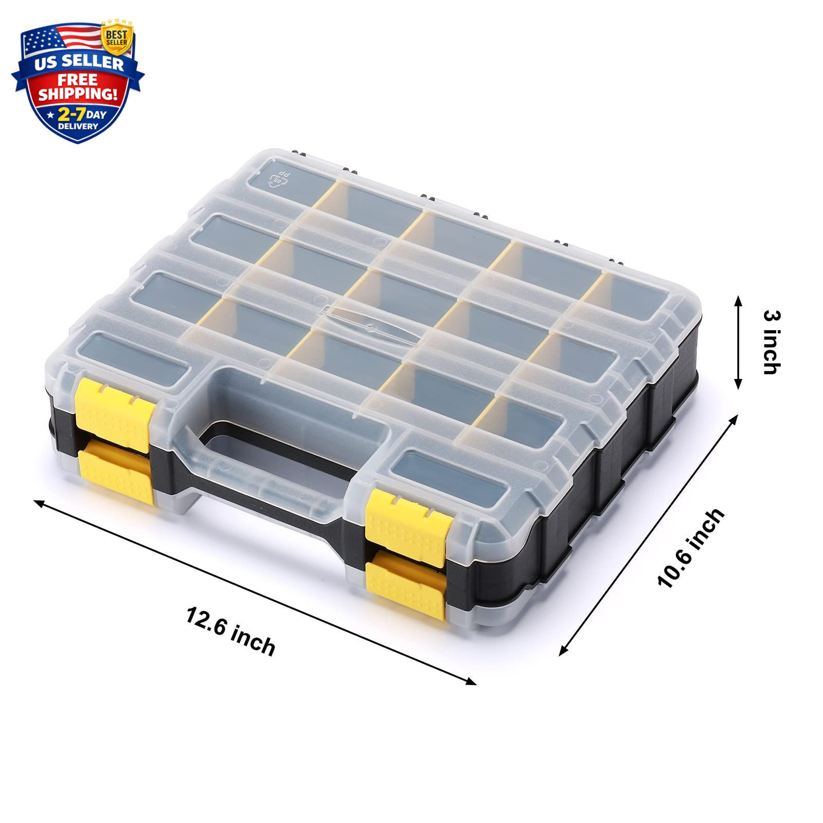 Double Side Tools Organizer, Customizable Removable Plastic Dividers, Hardware..