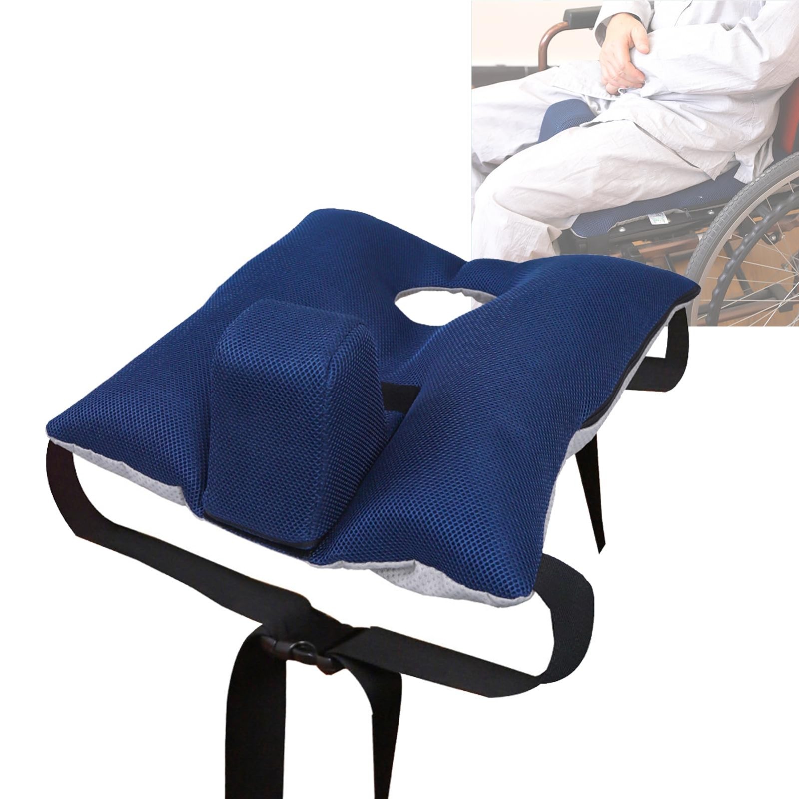 Migeek Wheelchair Wedge Cushion with Seat Belt, Non-Slip Wheelchair Cushion for